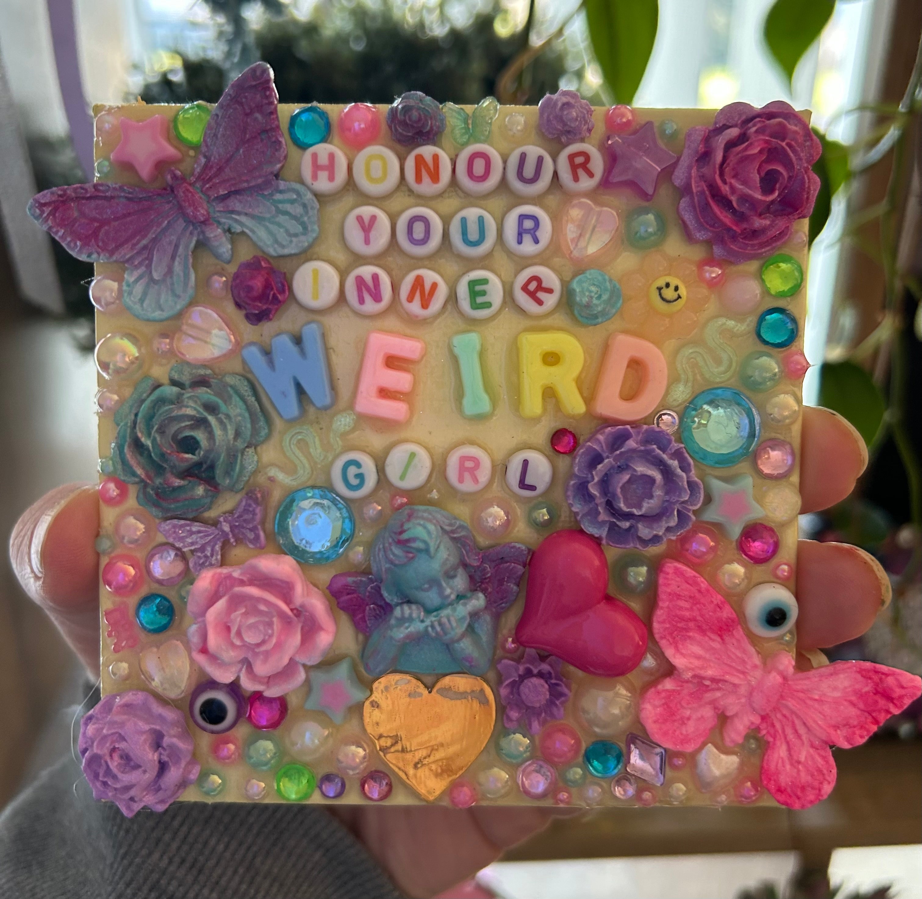 ‘Honour Your Inner Weird Girl’ - Bedazzled Mini Statement Canvas