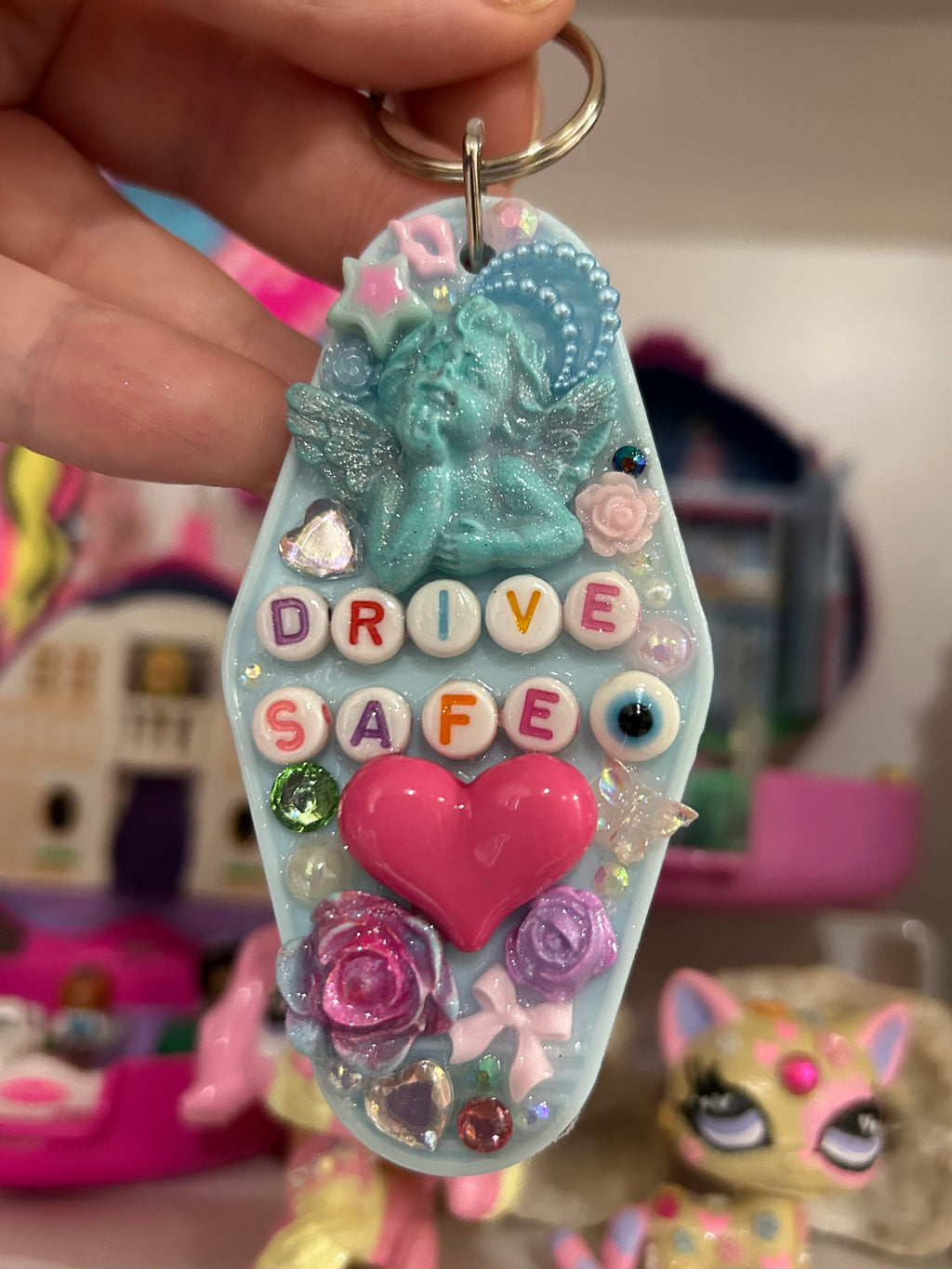 ‘Drive Safe’ - Bedazzled Motel Keyring