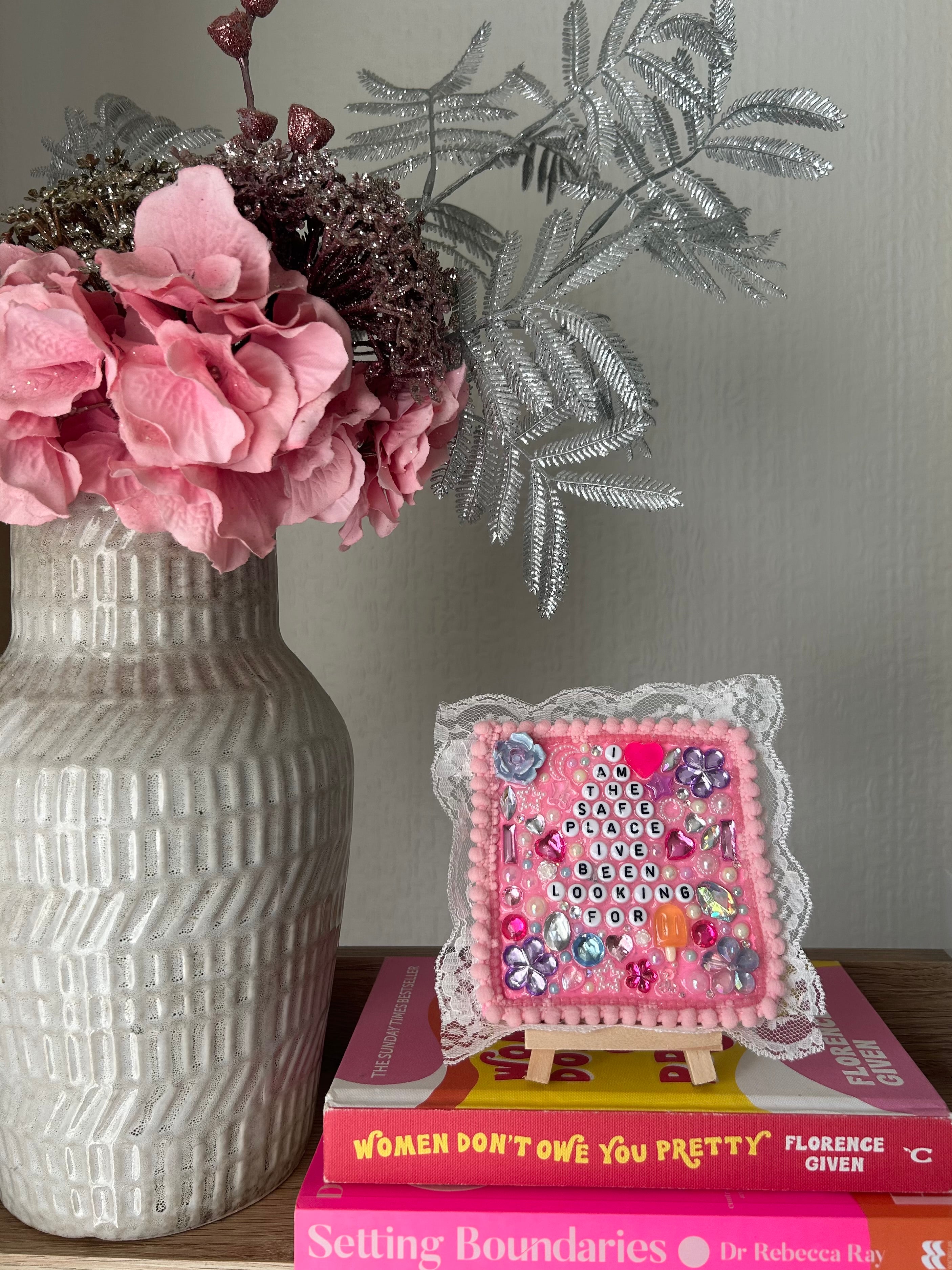 ‘ I Am The Safe Place Ive Been Looking For ’ - Bedazzled Mini Statement Canvas