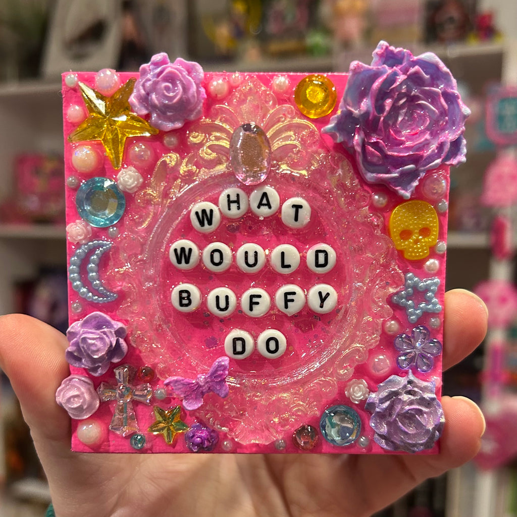 “What Would Buffy Do?” - Square Bedazzled Magnet