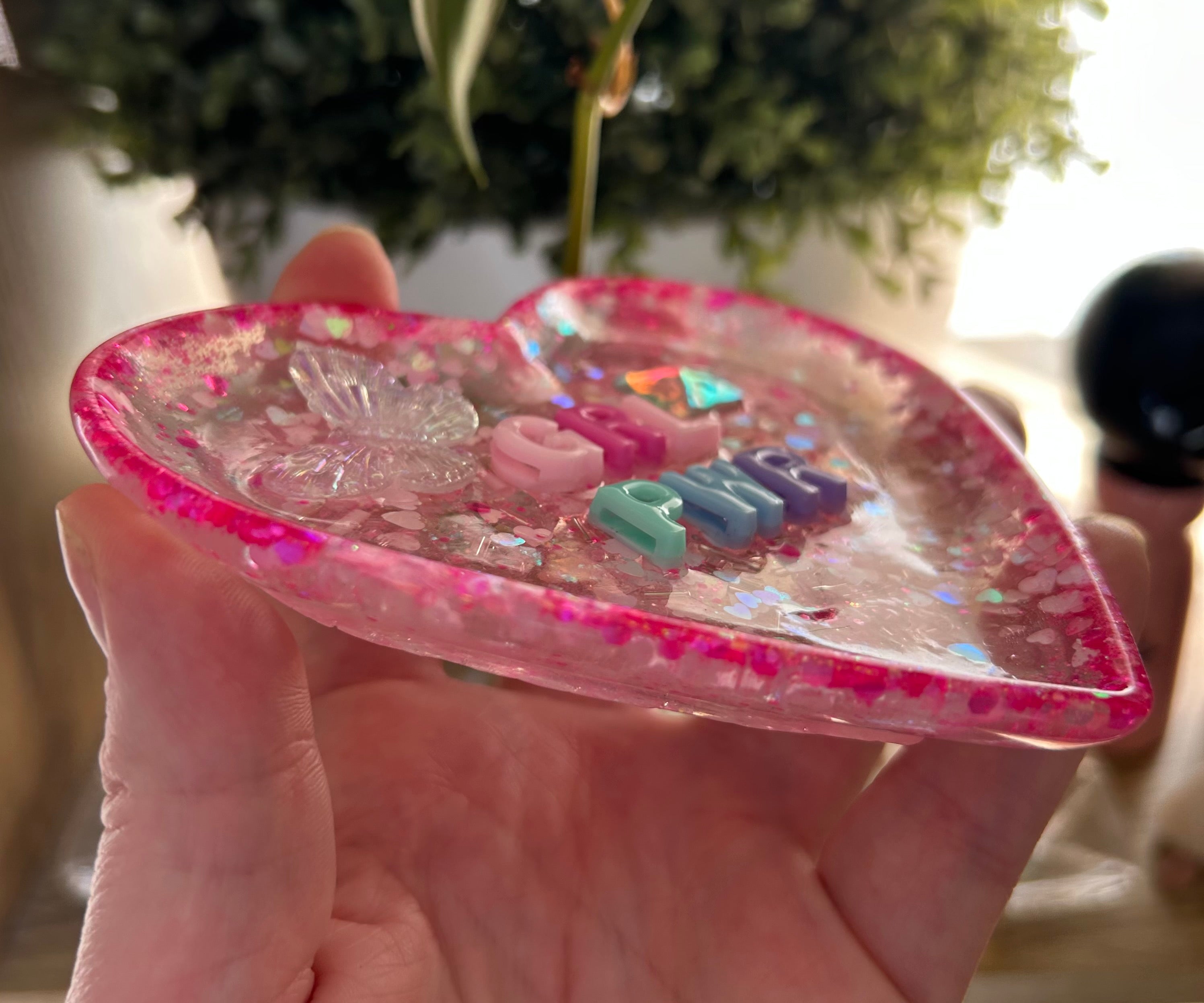 ‘GRL PWR’ - Heart Shaped Bedazzled Trinket Dish