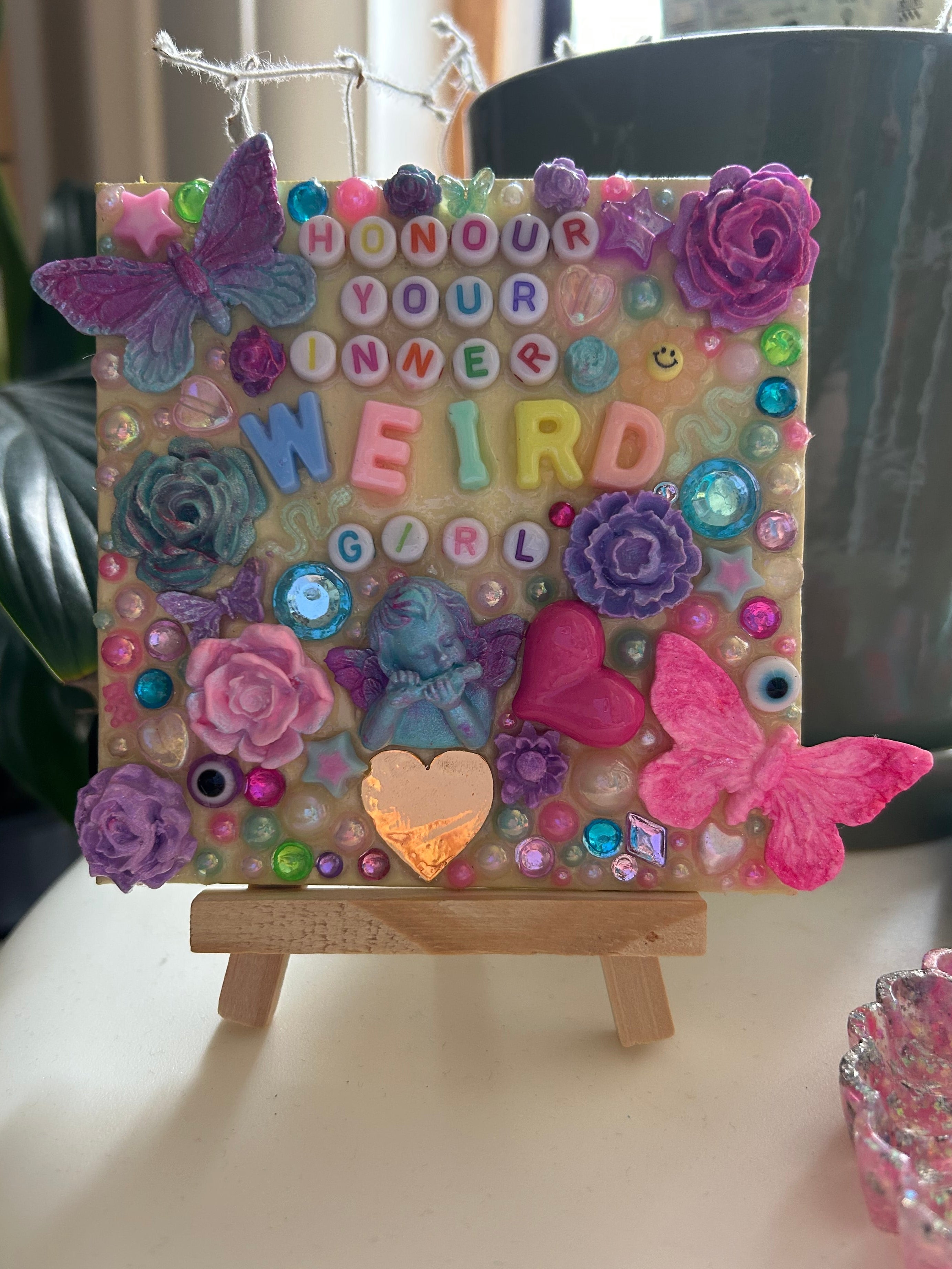 ‘Honour Your Inner Weird Girl’ - Bedazzled Mini Statement Canvas