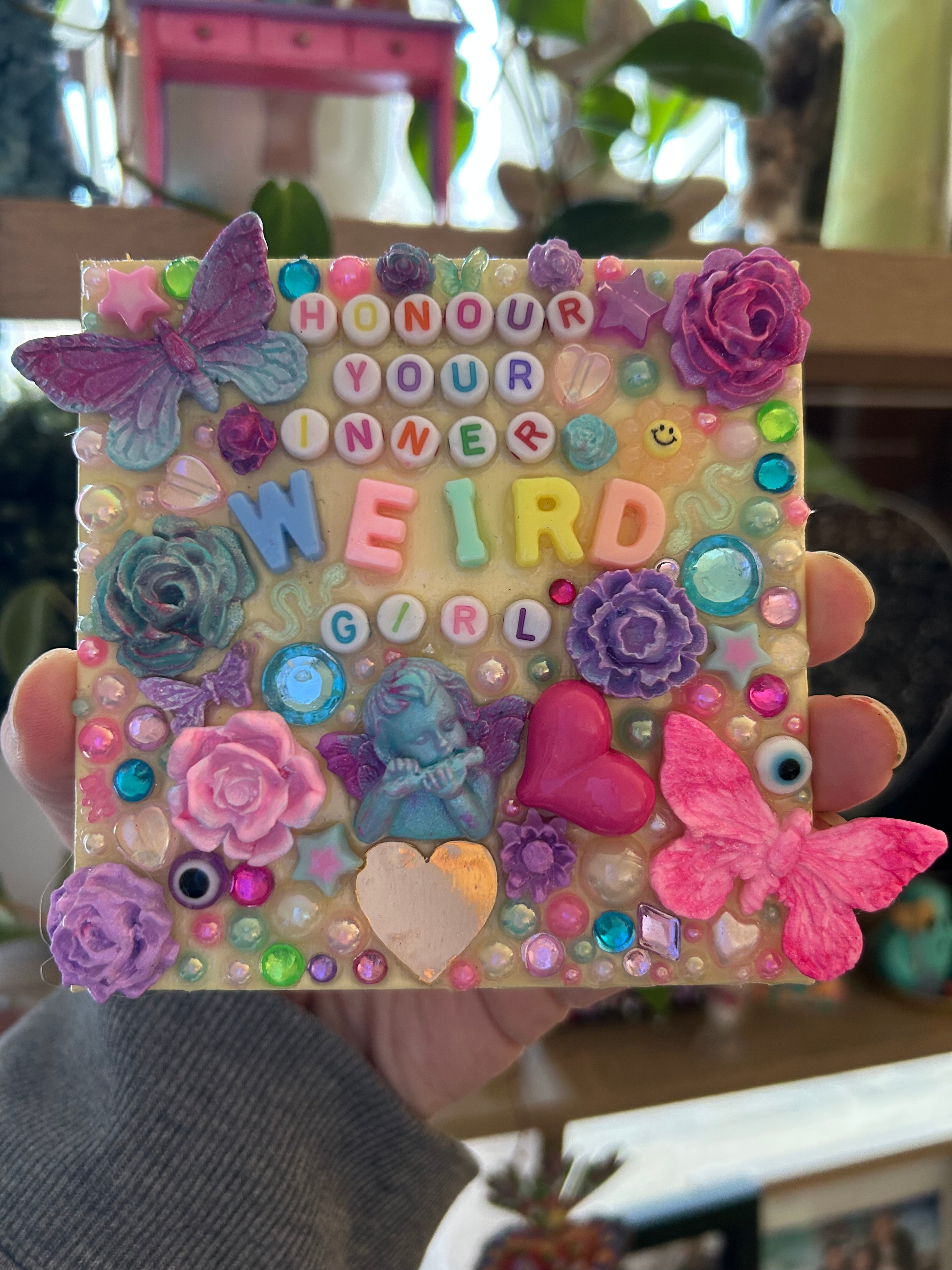 ‘Honour Your Inner Weird Girl’ - Bedazzled Mini Statement Canvas