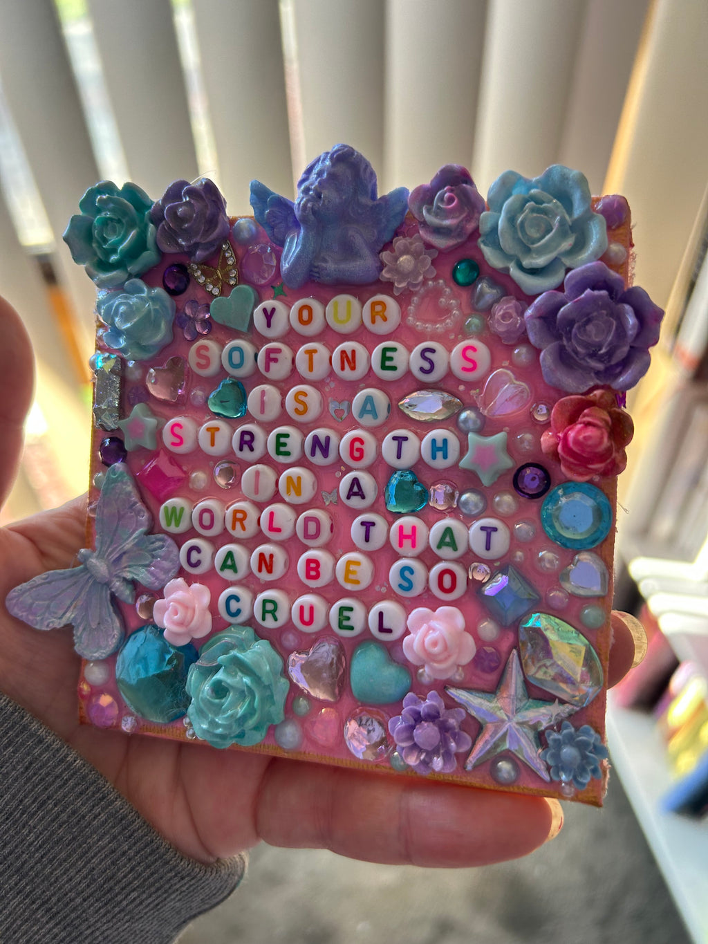 ‘Your Softness Is A Strength In A World That Can Be So Cruel’ - Bedazzled Mini Statement Canvas