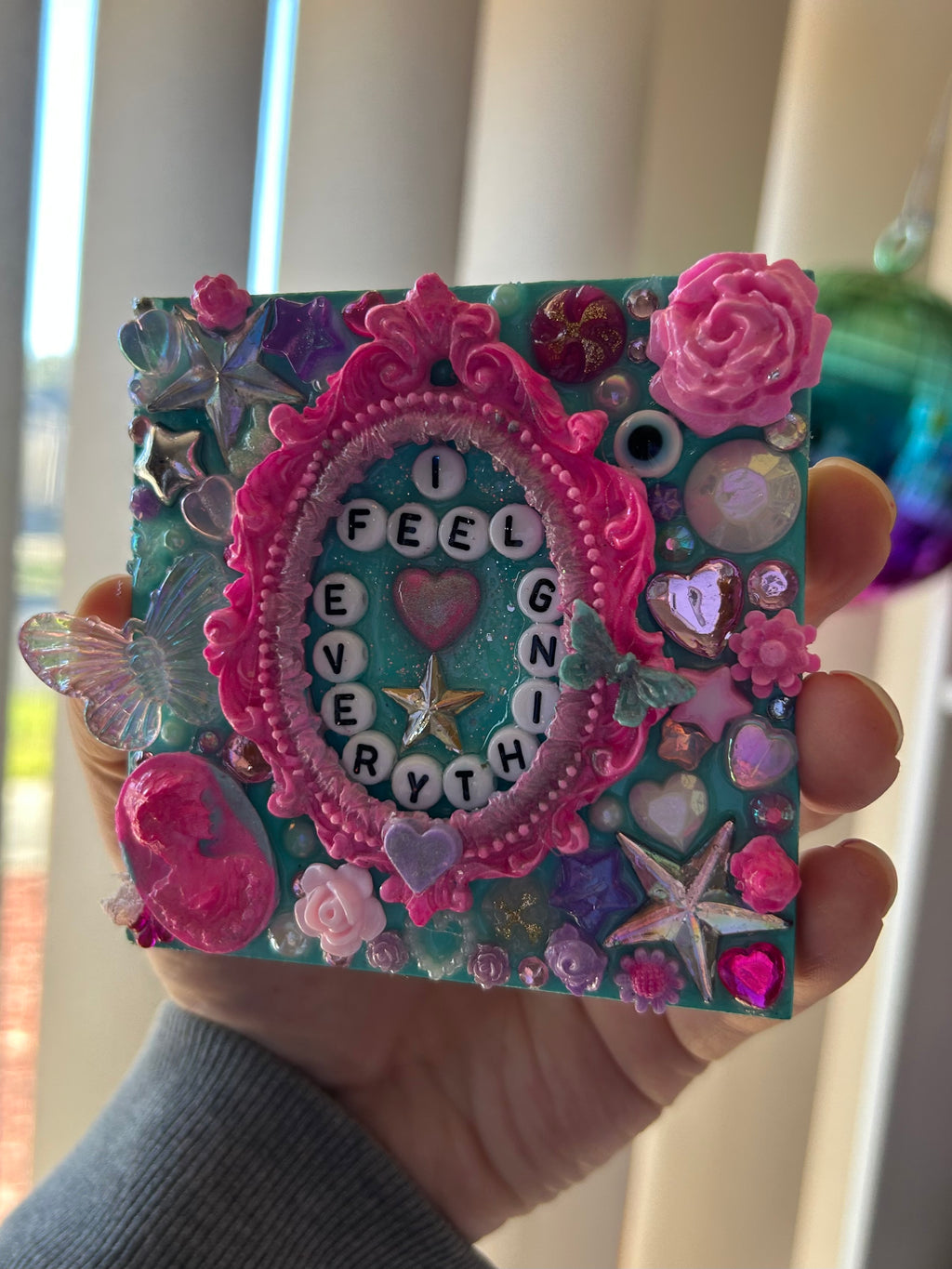 ‘I Feel Everything’ - Bedazzled Square Shaped Magnet