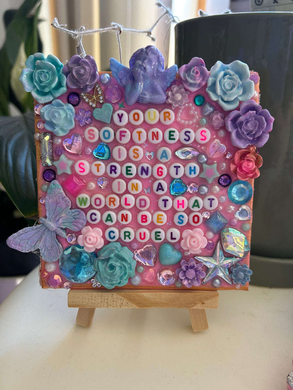 ‘Your Softness Is A Strength In A World That Can Be So Cruel’ - Bedazzled Mini Statement Canvas