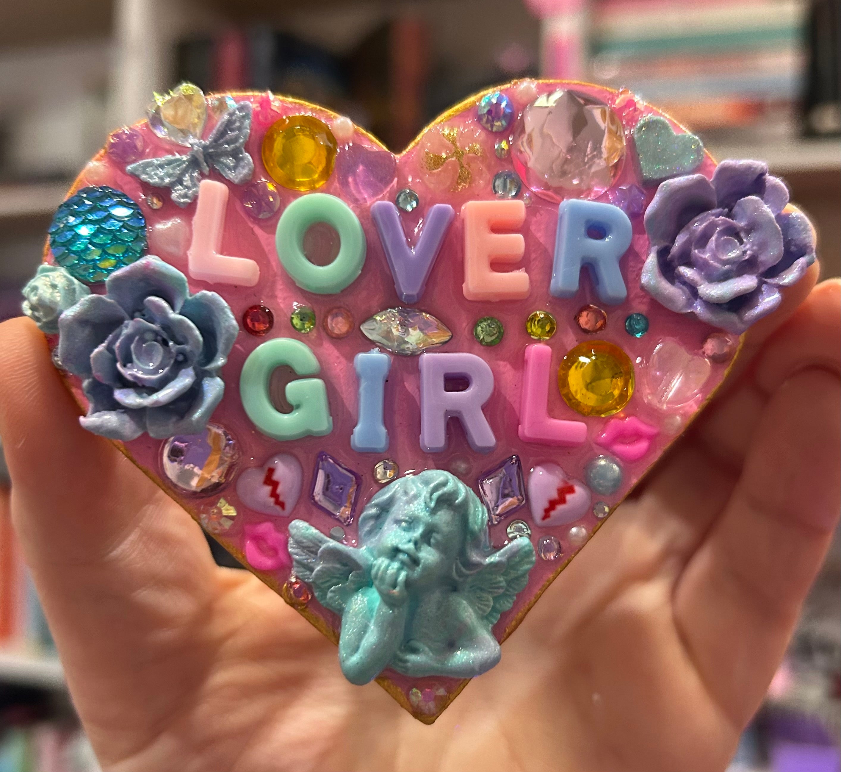 ‘Lover Girl’ - Bedazzled Heart Shaped Magnet