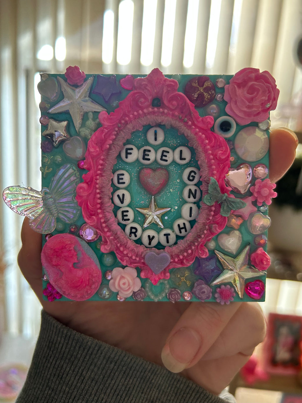 ‘I Feel Everything’ - Bedazzled Square Shaped Magnet