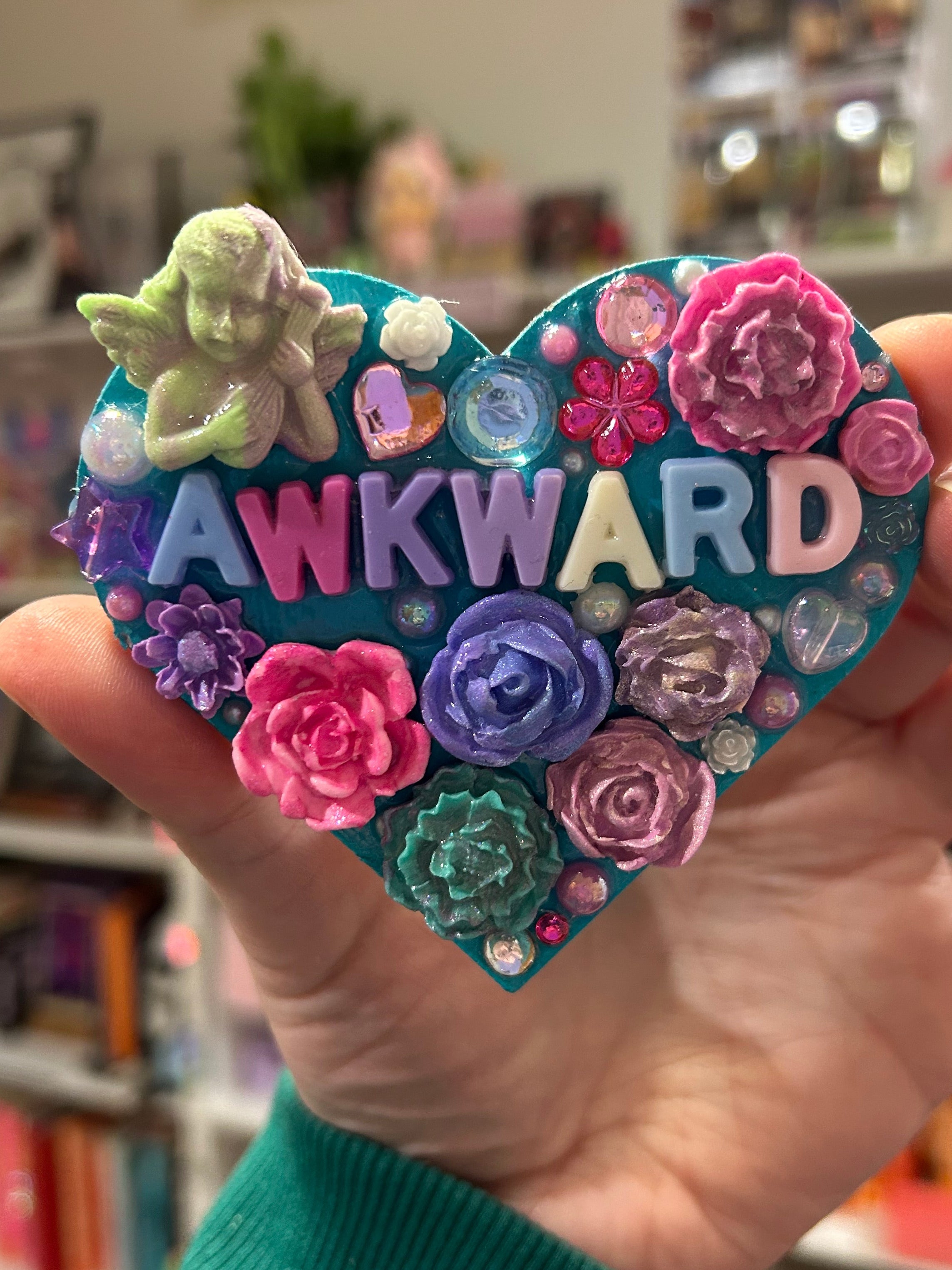 ‘Awkward’ - Heart Shaped Bedazzled Magnet