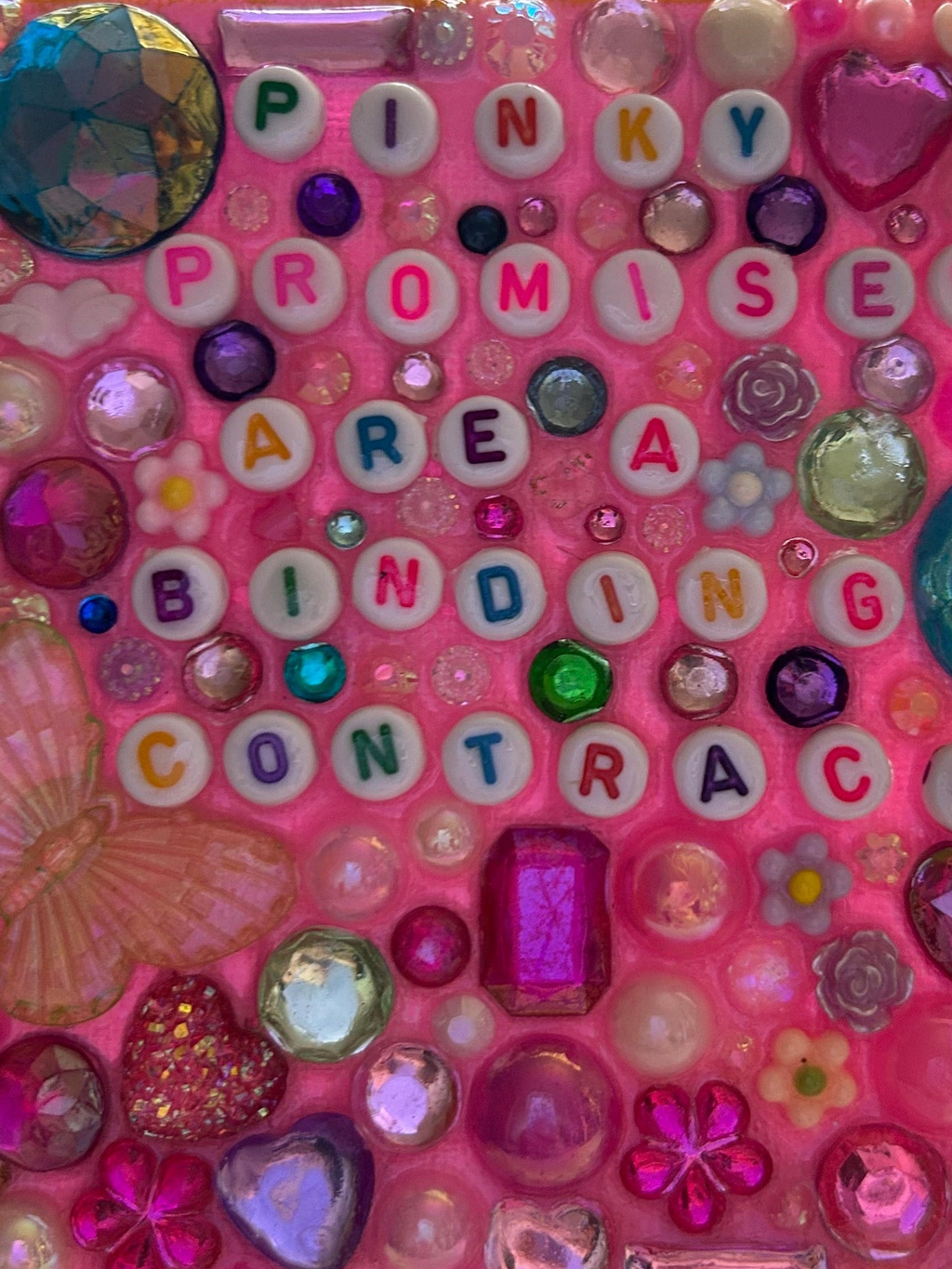‘Pinky Promises Are A Binding Contract’ - Bedazzled Mini Statement Canvas