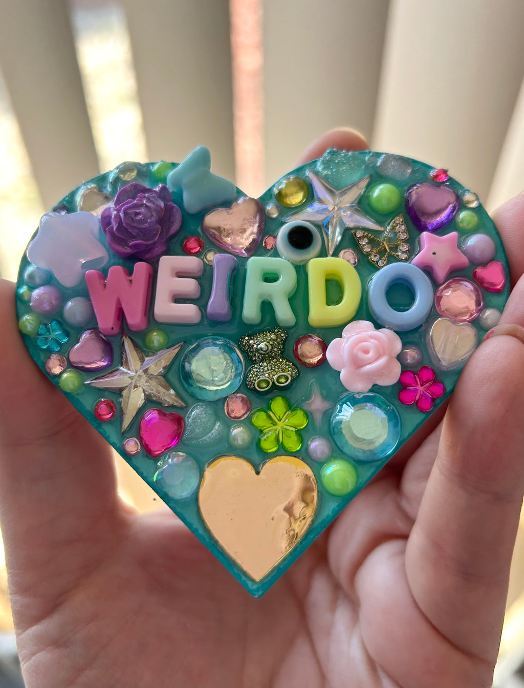 “Weirdo” - Bedazzled Heart Shaped Magnet