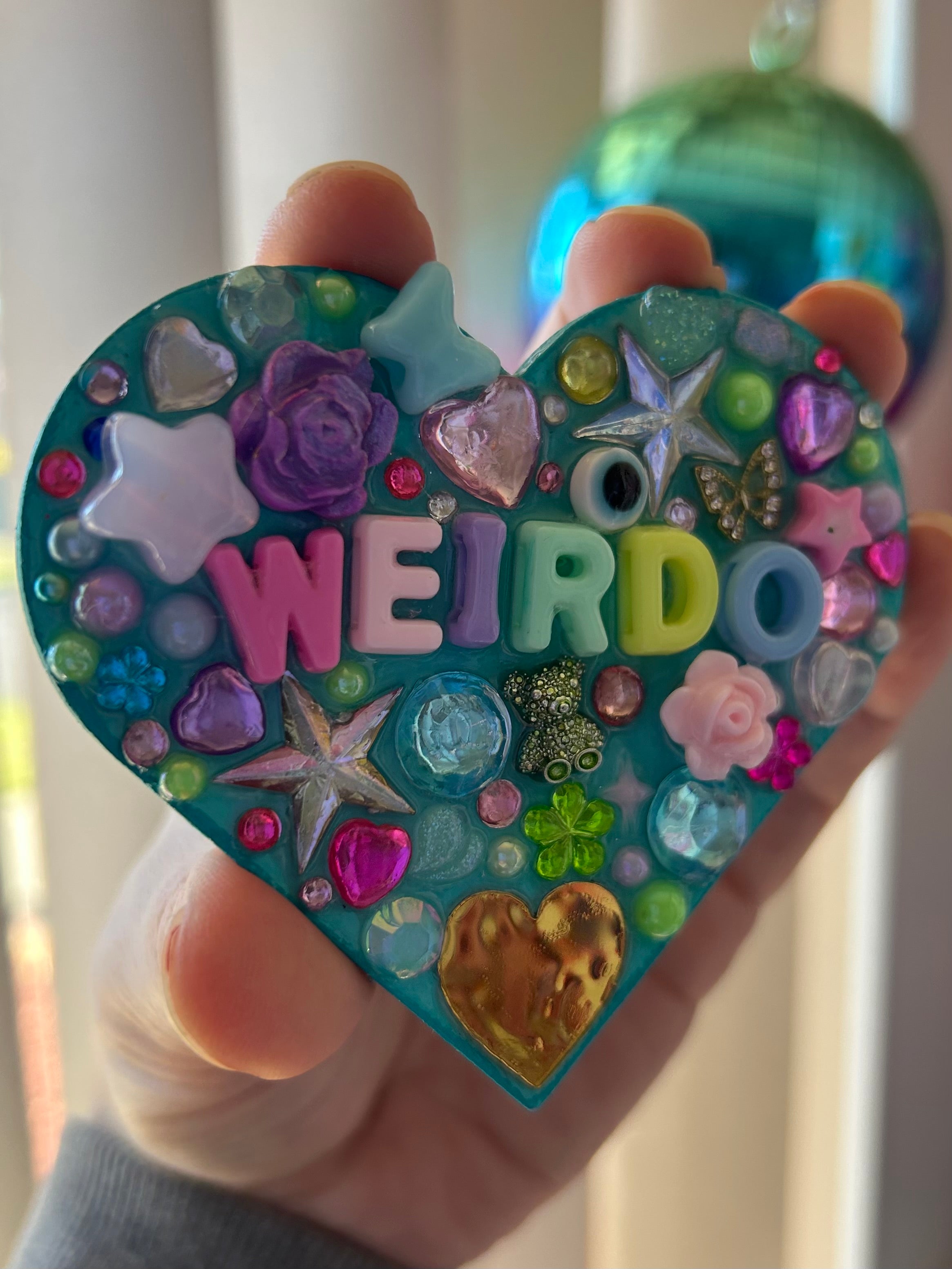 “Weirdo” - Bedazzled Heart Shaped Magnet
