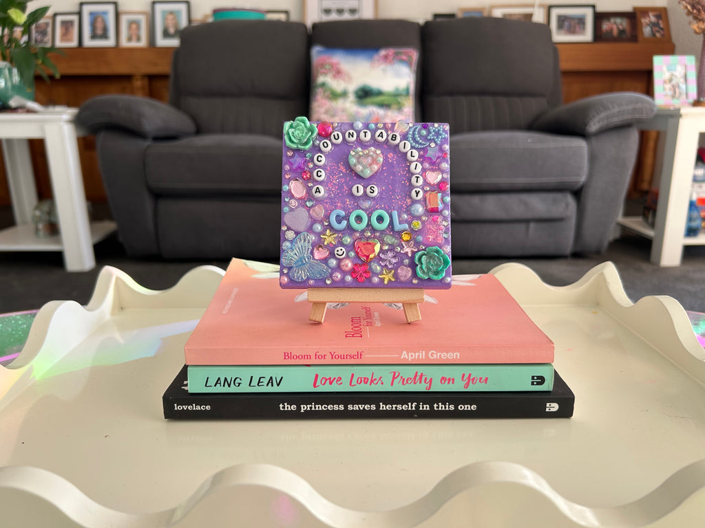 ‘ Accountability is Cool ’ - Bedazzled Mini Statement Canvas