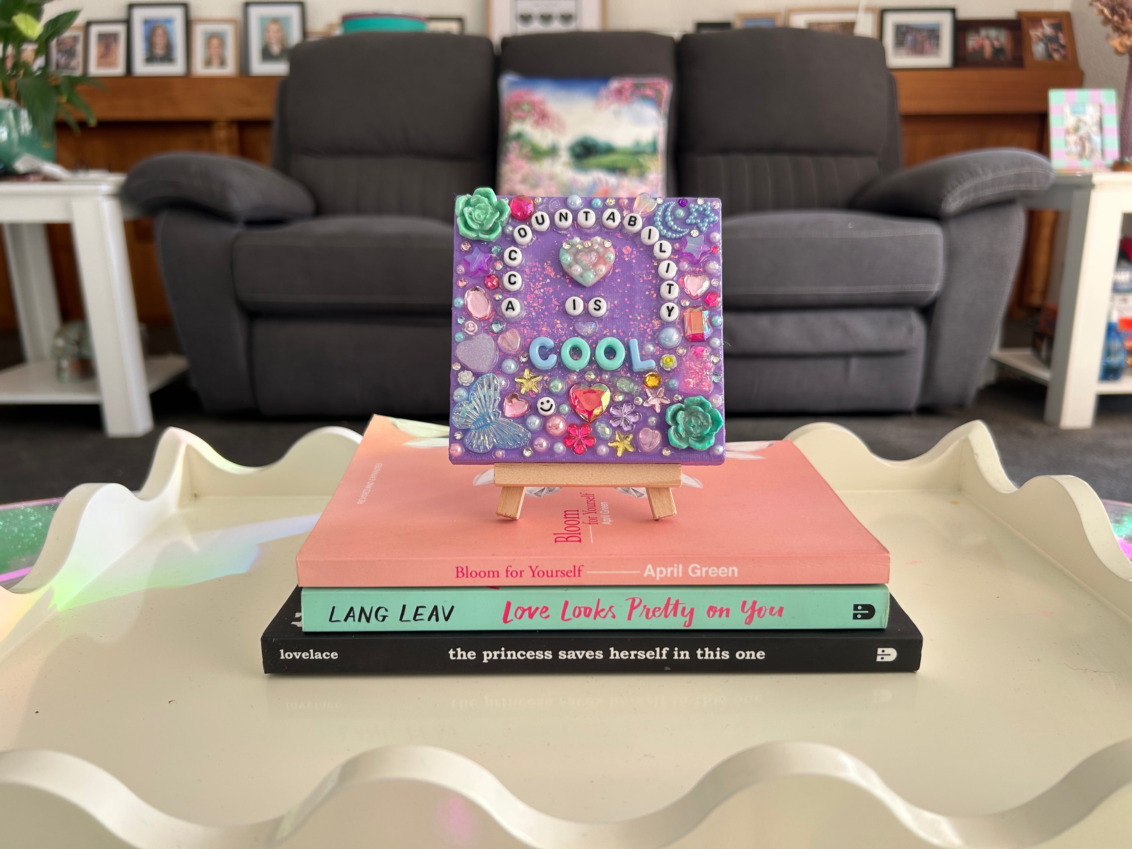 ‘ Accountability is Cool ’ - Bedazzled Mini Statement Canvas