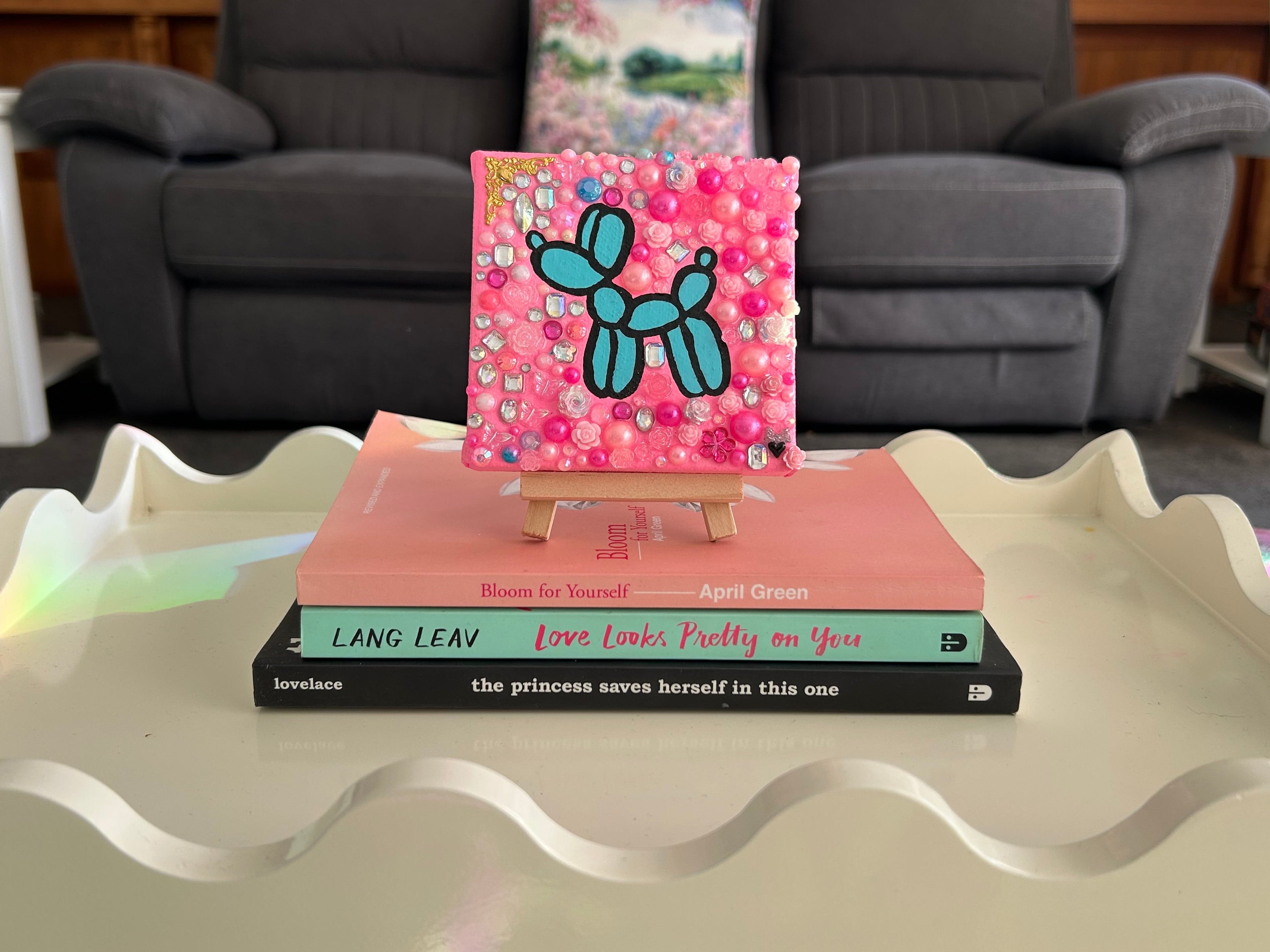 ‘Balloon Bedazzled Pup’ - Bedazzled Mini Statement Canvas