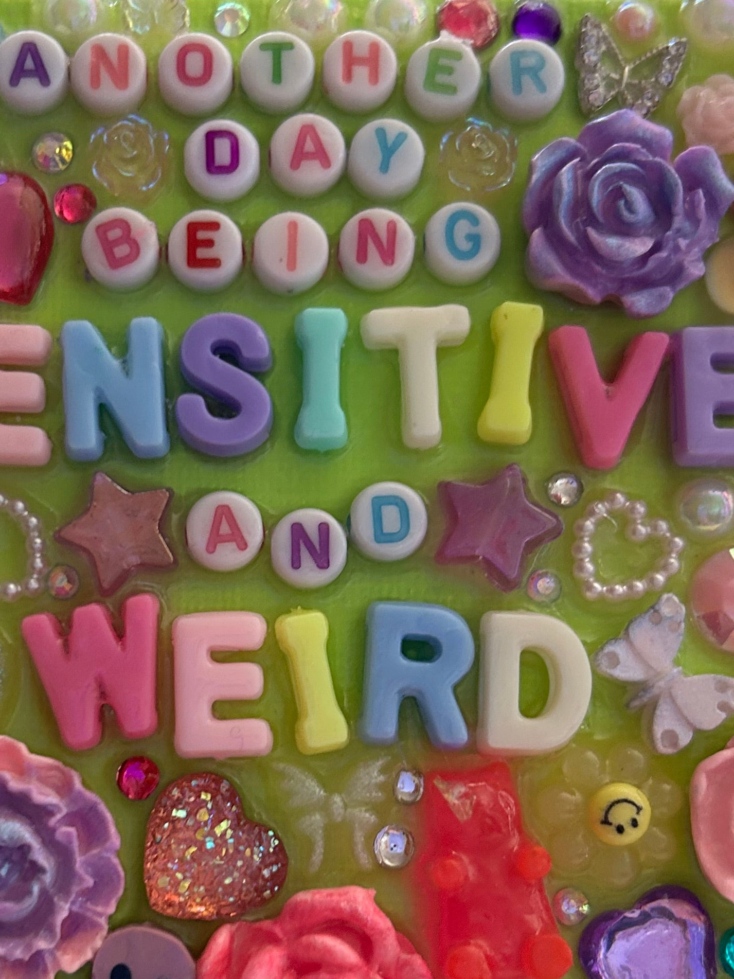 ‘ Another Day Being Sensitive and Weird ‘ (Green) - Bedazzled Mini Statement Canvas