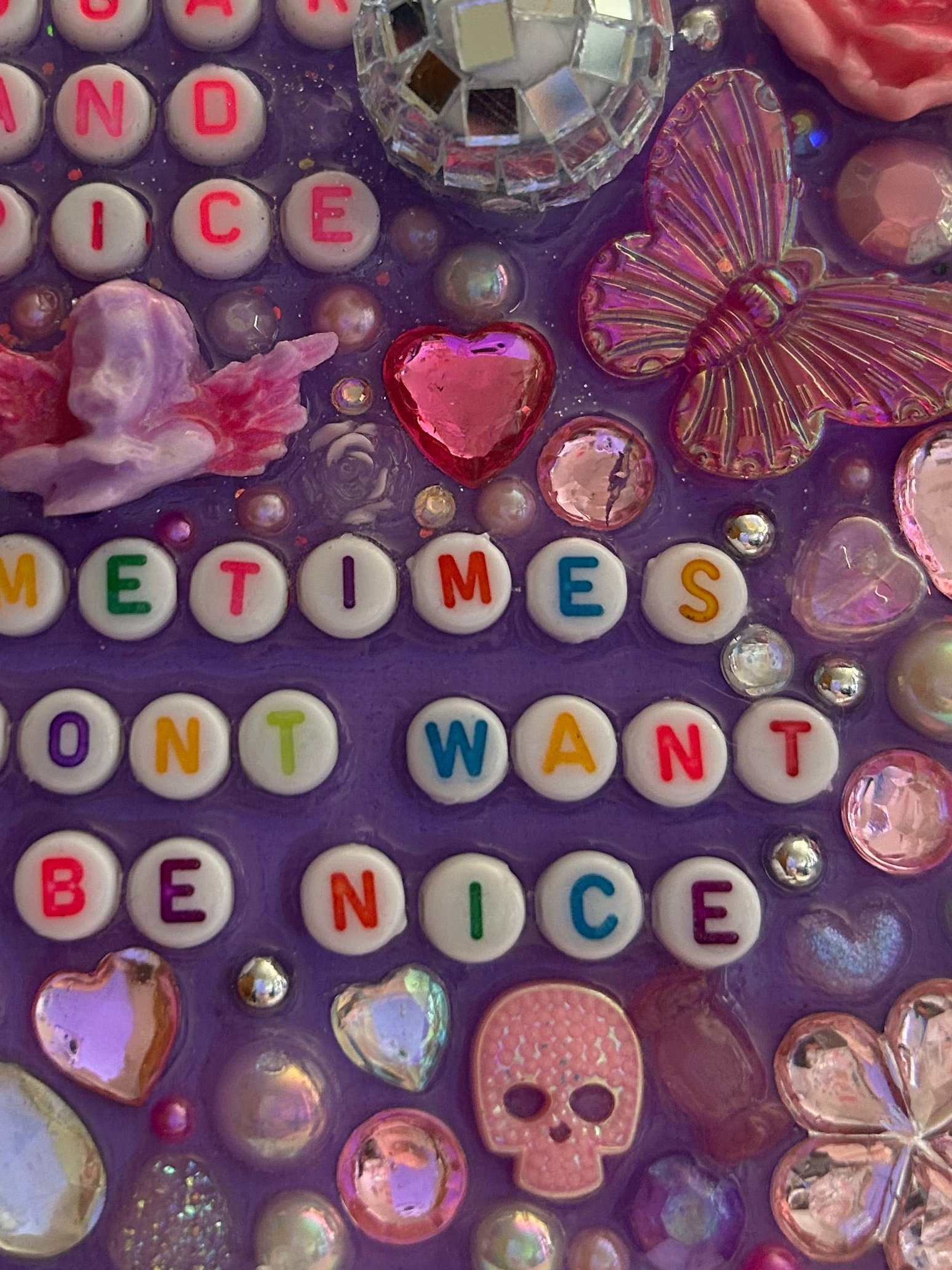 ‘ Sugar and Spice, Sometimes I Don’t Want to be Nice ‘ - Bedazzled Mini Statement Canvas