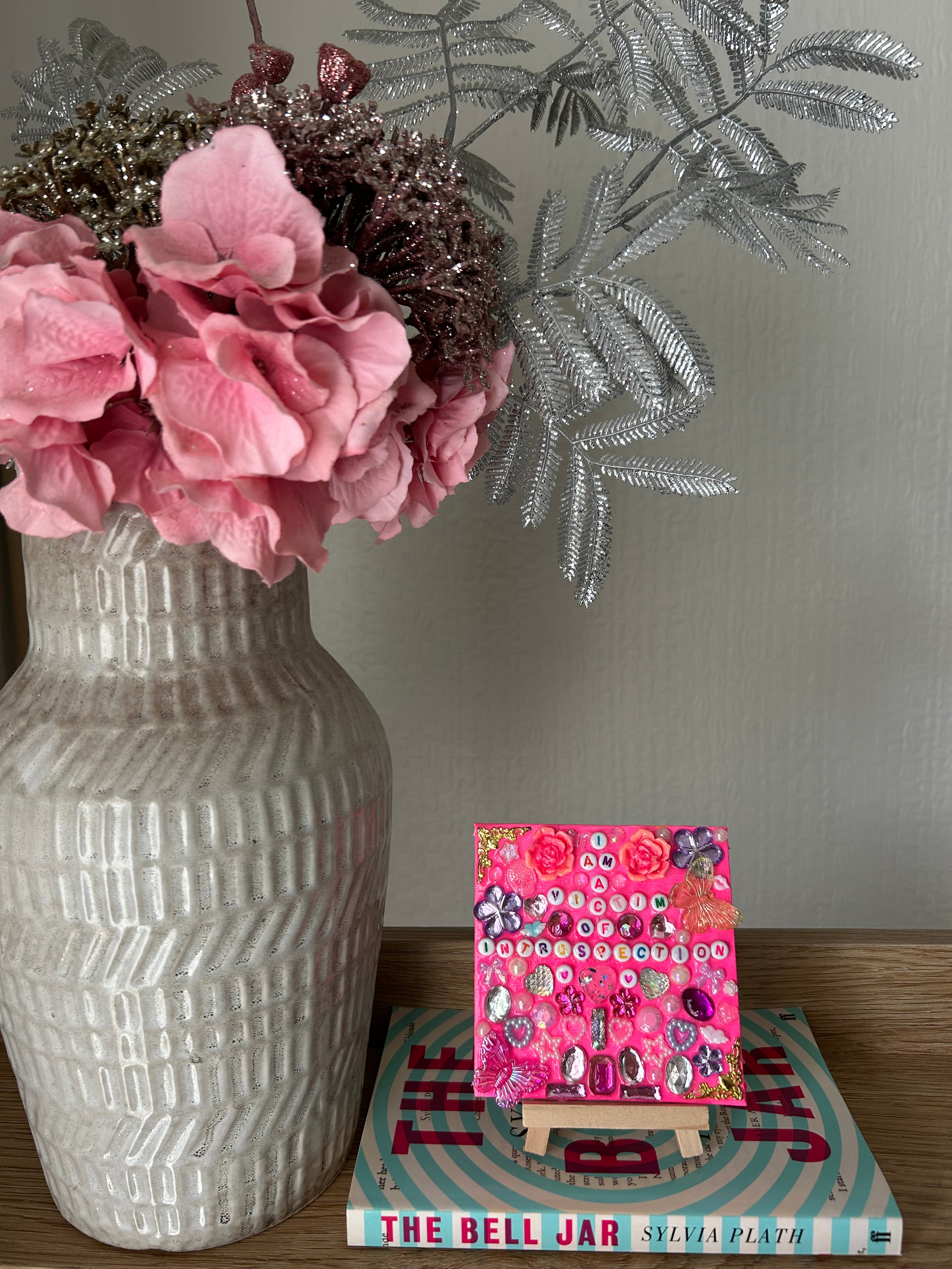 “I am a victim of introspection” - Bedazzled Mini Statement Canvas