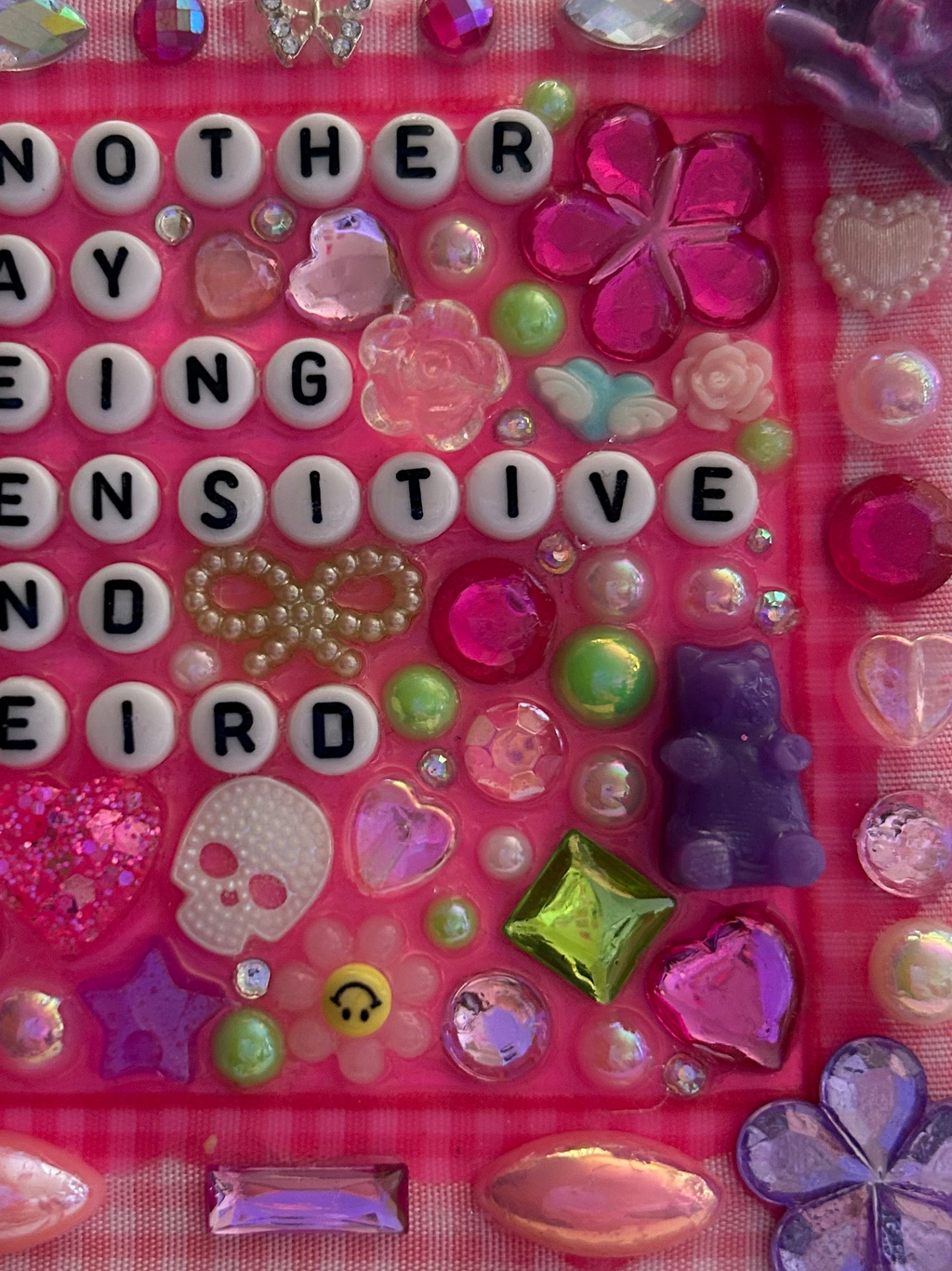 ‘Another Day Being Sensitive and Weird’ - Bedazzled Mini Statement Canvas (Pink)