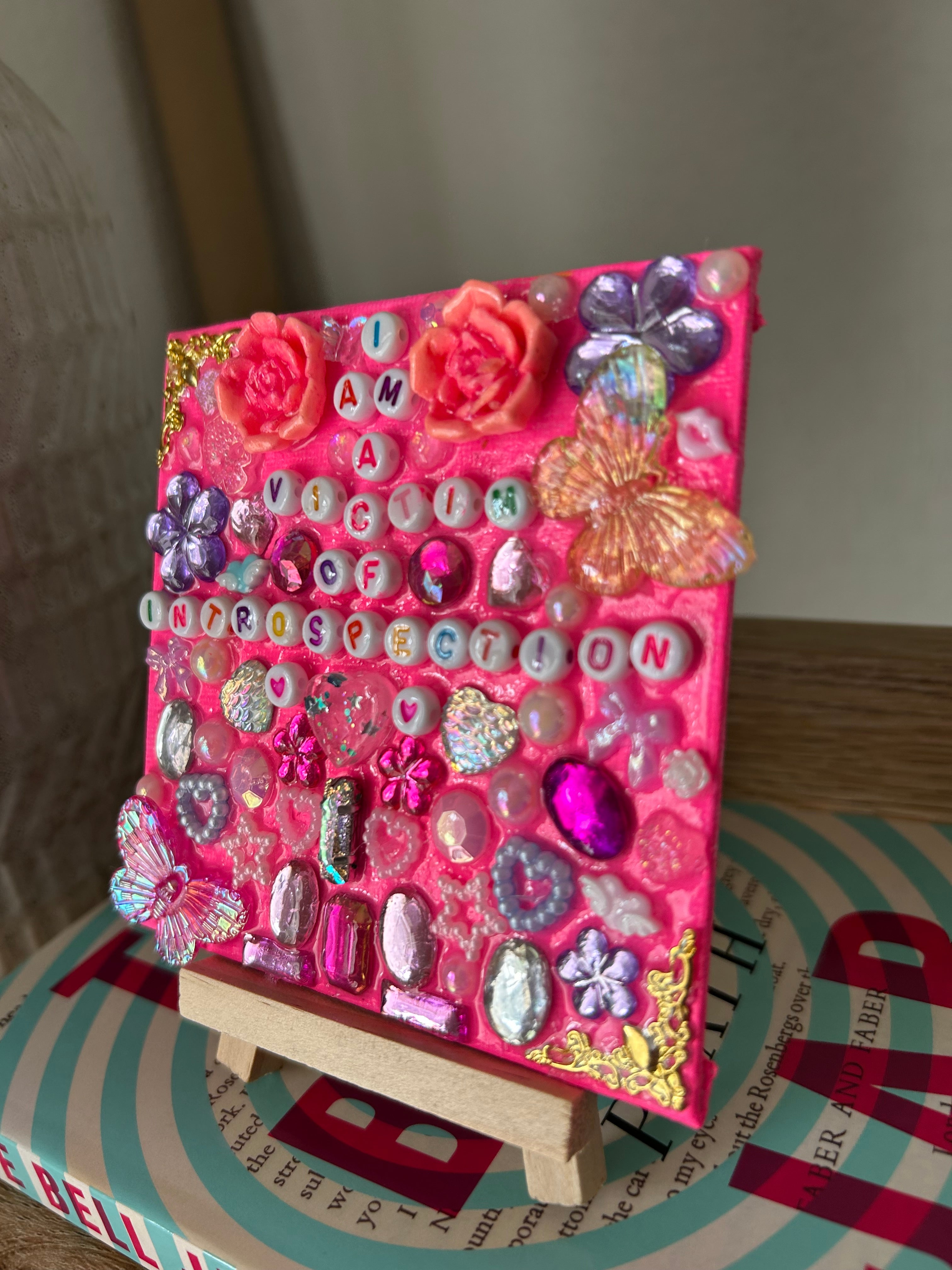 “I am a victim of introspection” - Bedazzled Mini Statement Canvas