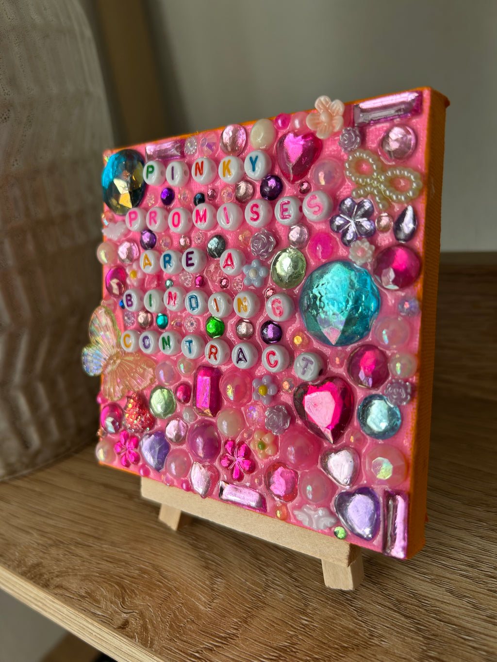 ‘Pinky Promises Are A Binding Contract’ - Bedazzled Mini Statement Canvas