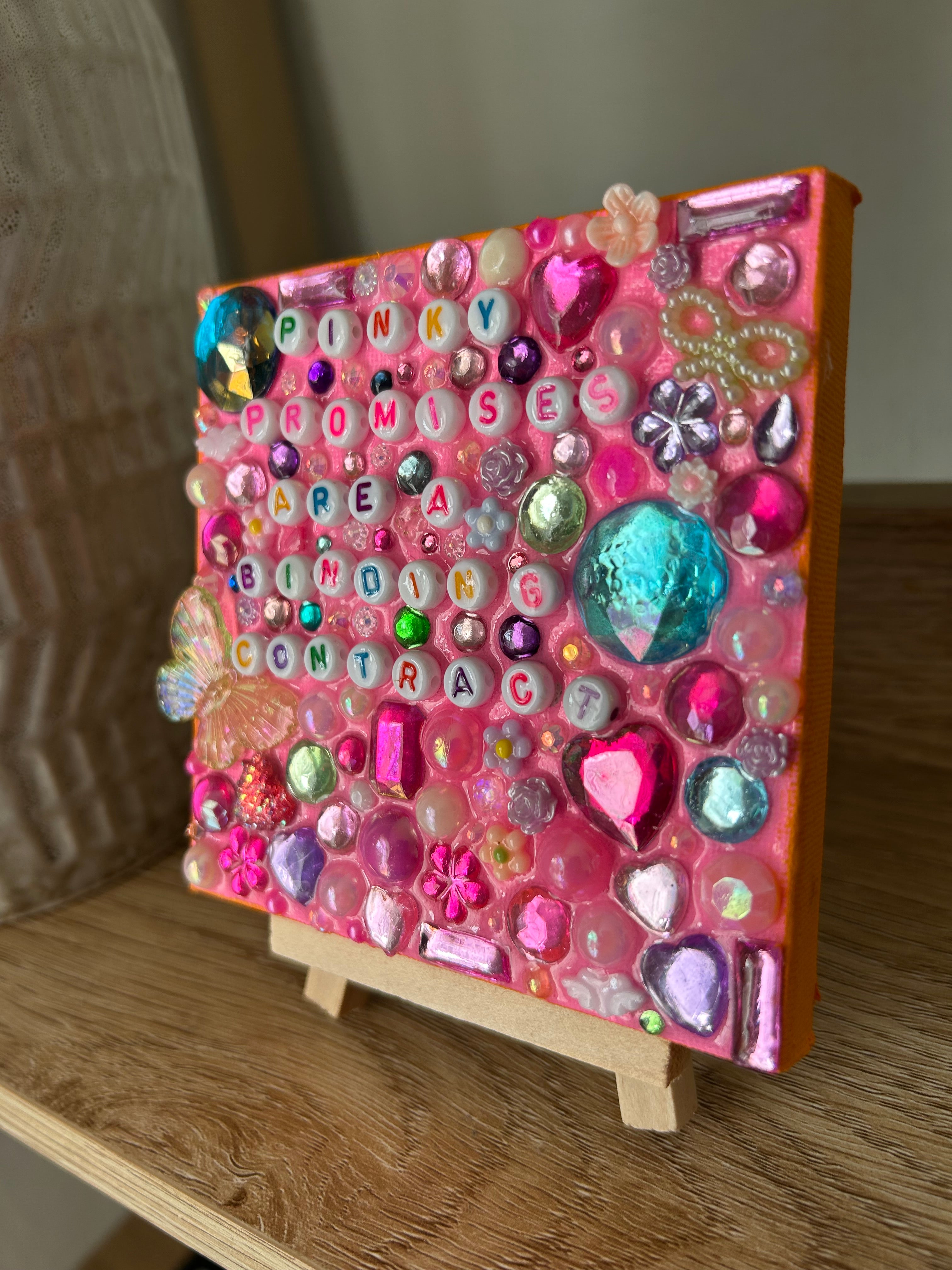‘Pinky Promises Are A Binding Contract’ - Bedazzled Mini Statement Canvas