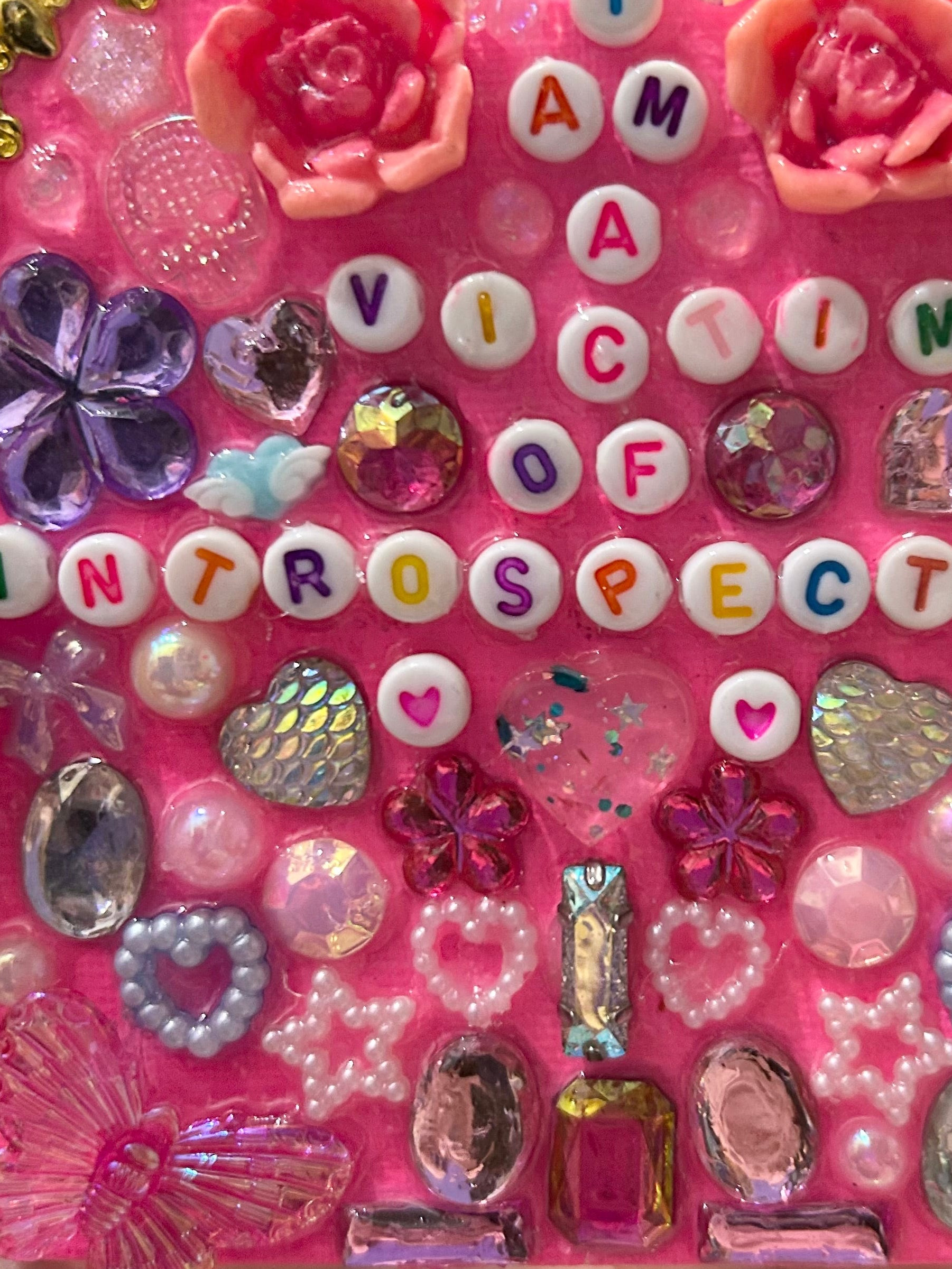 “I am a victim of introspection” - Bedazzled Mini Statement Canvas