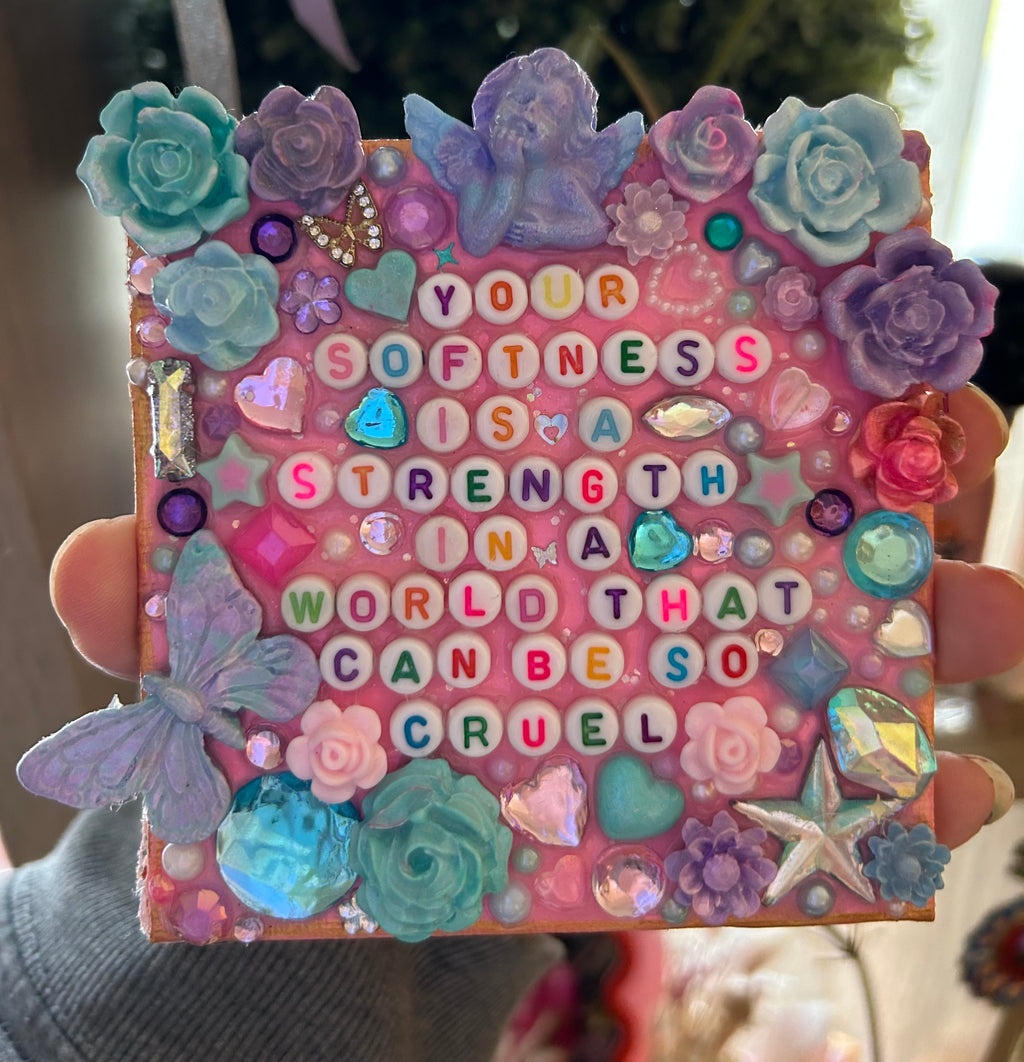 ‘Your Softness Is A Strength In A World That Can Be So Cruel’ - Bedazzled Mini Statement Canvas