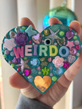 “Weirdo” - Bedazzled Heart Shaped Magnet