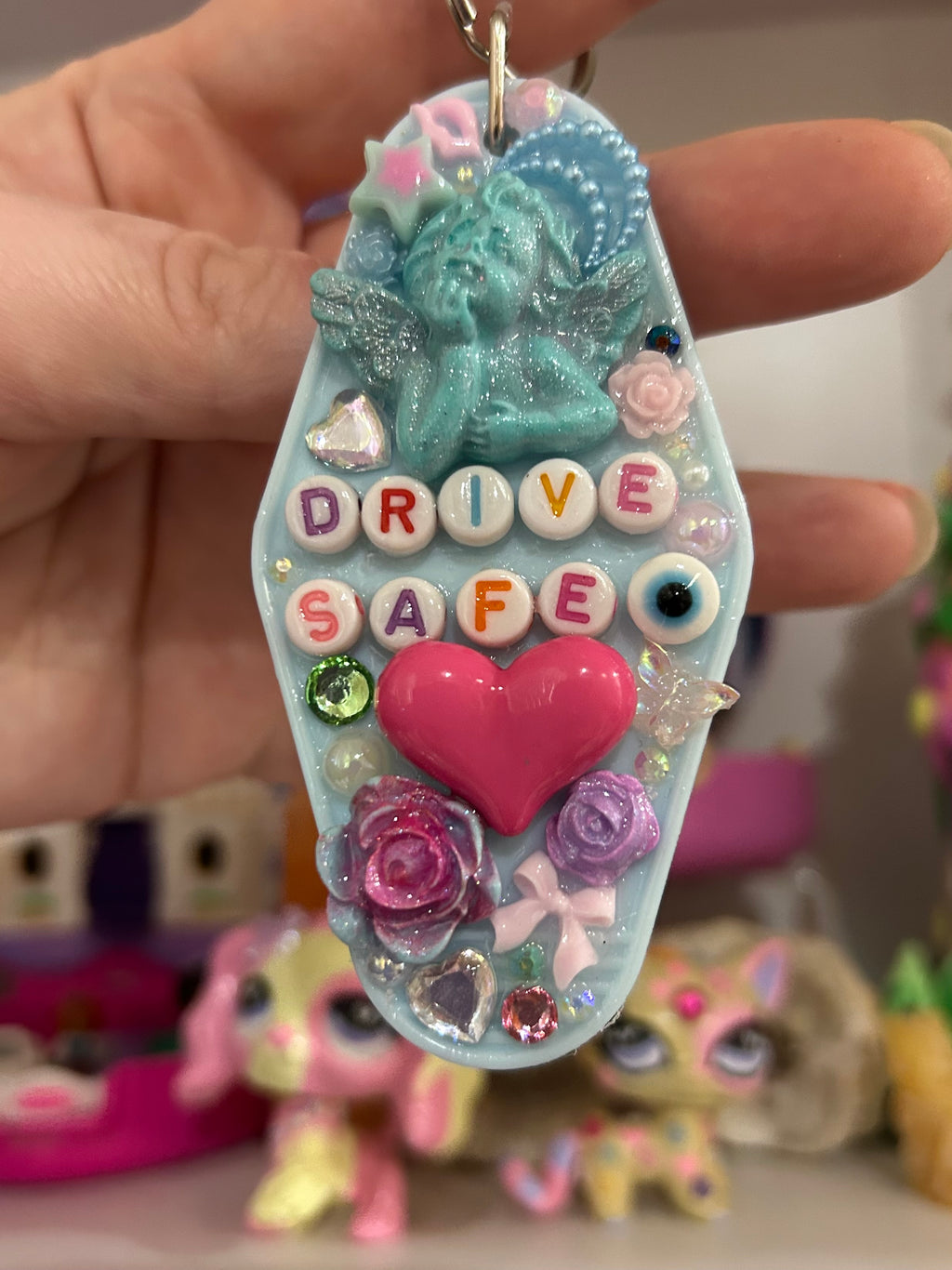 ‘Drive Safe’ - Bedazzled Motel Keyring