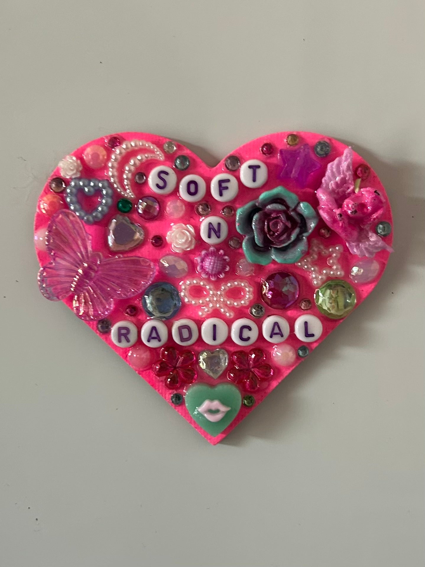 ‘Soft and Radical’ - Bedazzled Heart Shaped Magnet