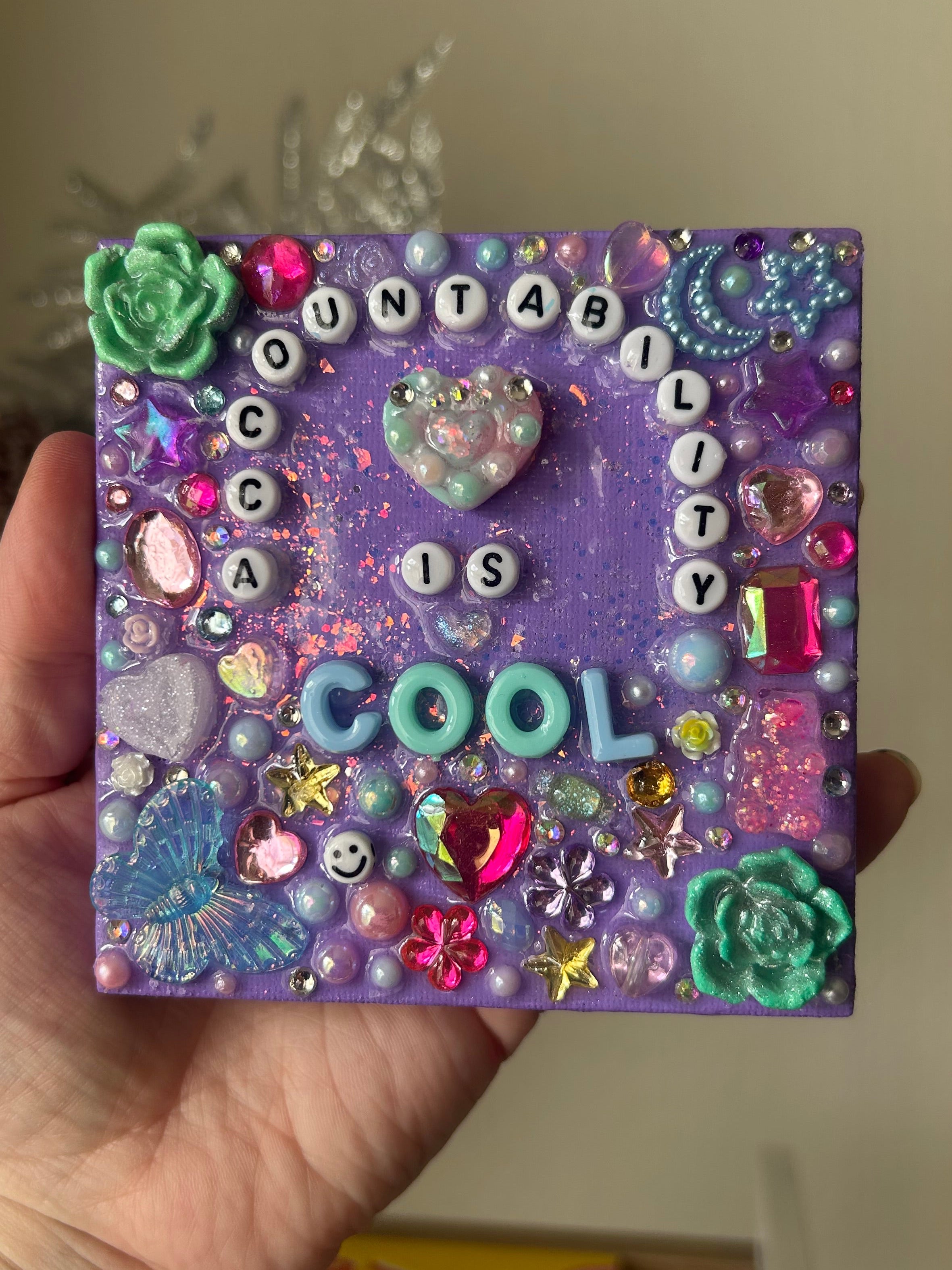‘ Accountability is Cool ’ - Bedazzled Mini Statement Canvas
