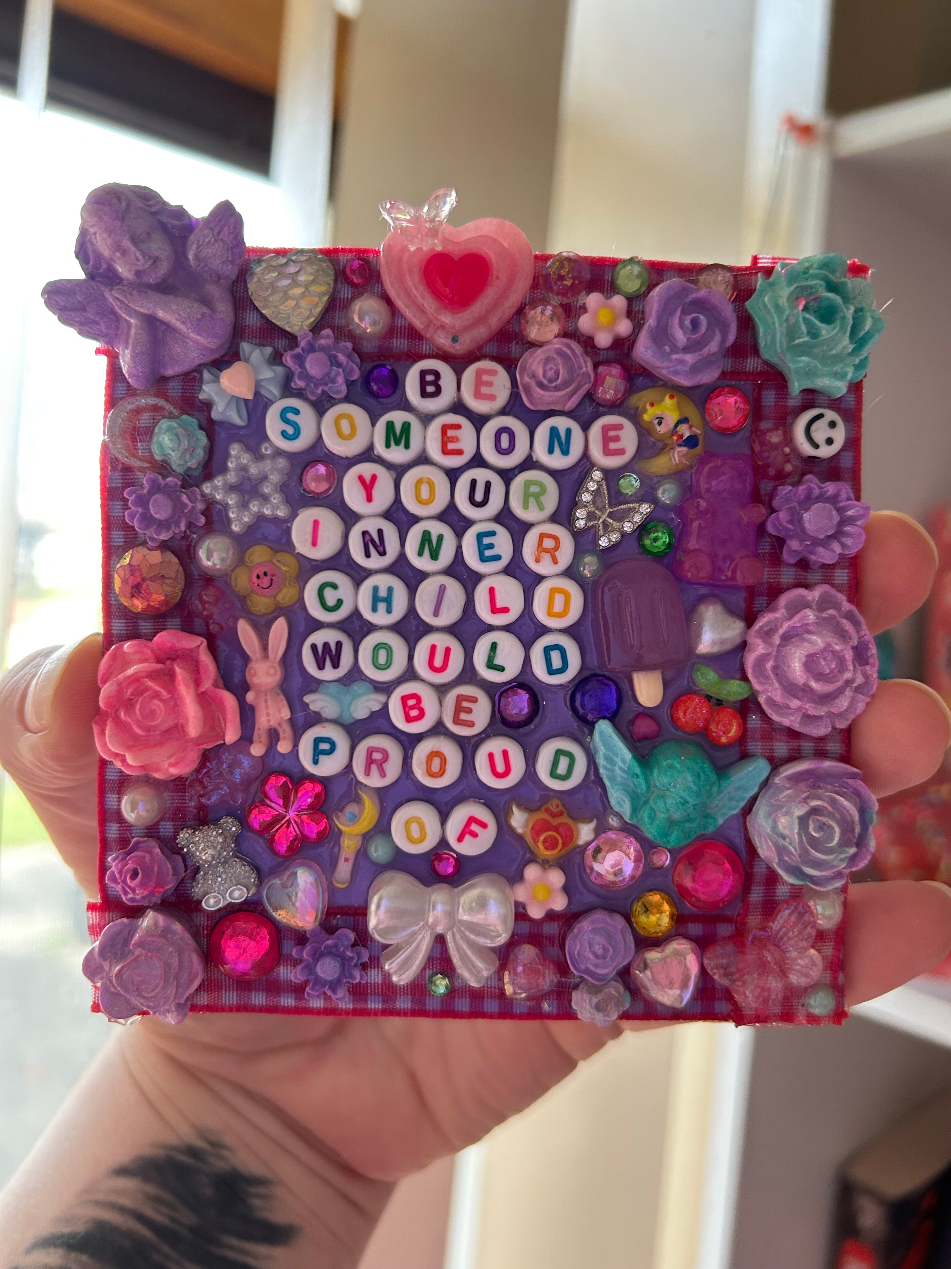 ‘Be Someone Your Inner Child Would Be Proud Of’ - Bedazzled Mini Statement Canvas