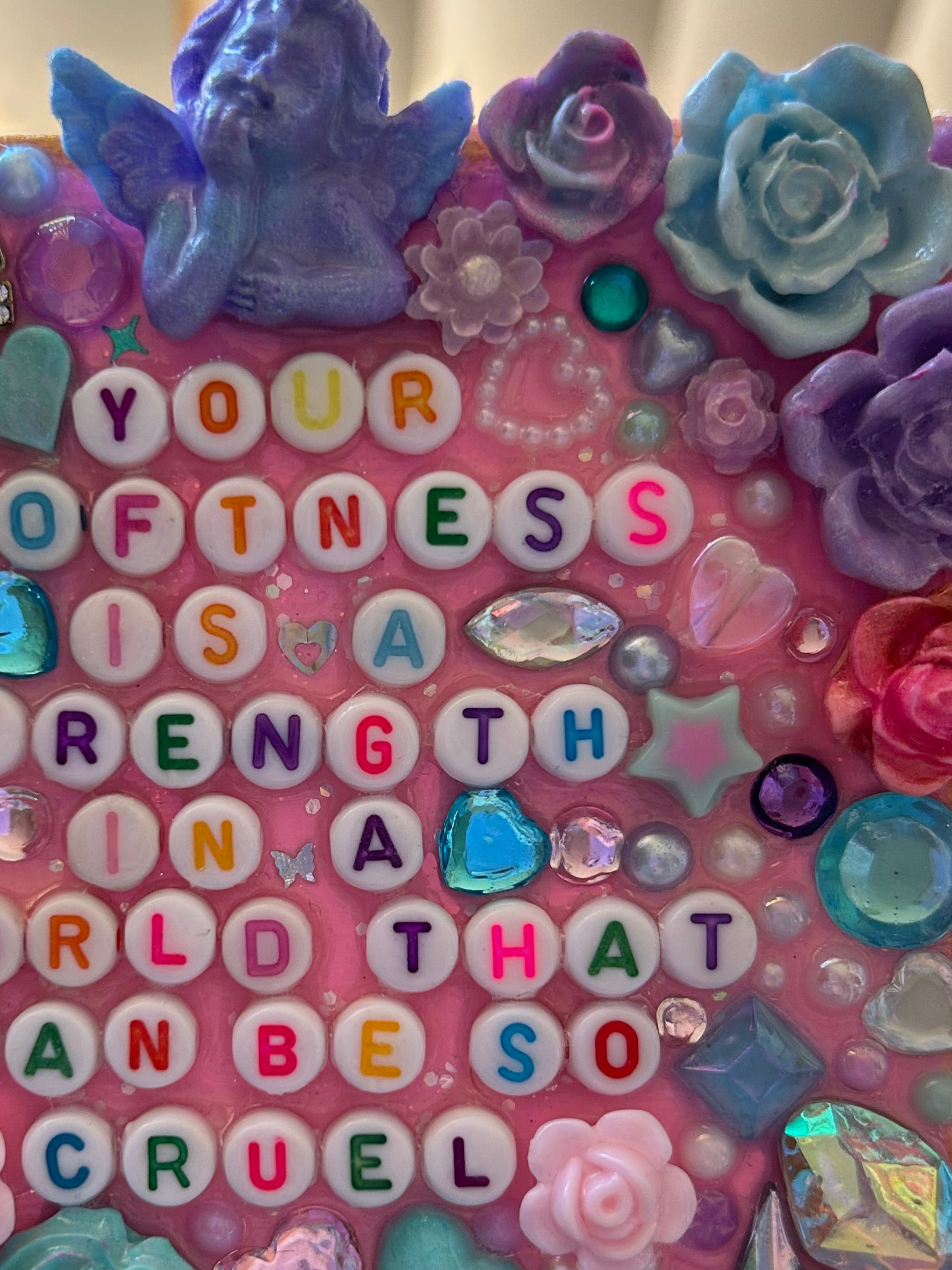 ‘Your Softness Is A Strength In A World That Can Be So Cruel’ - Bedazzled Mini Statement Canvas