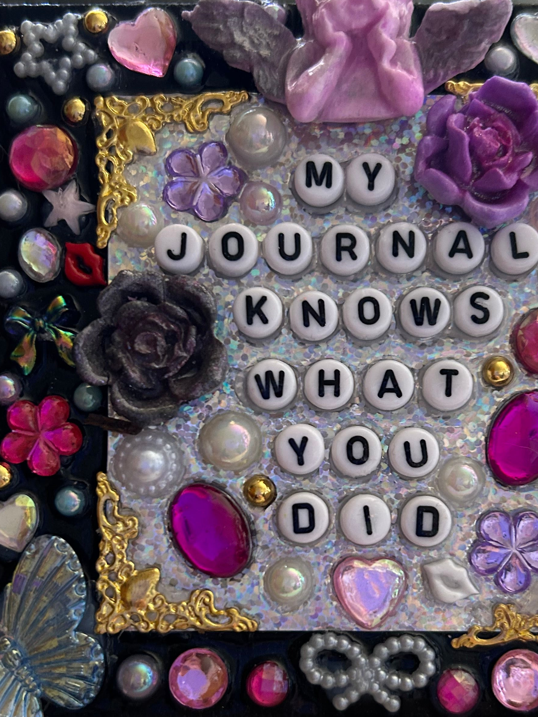 ‘ My Journal Knows What You Did’ - Bedazzled Mini Statement Canvas