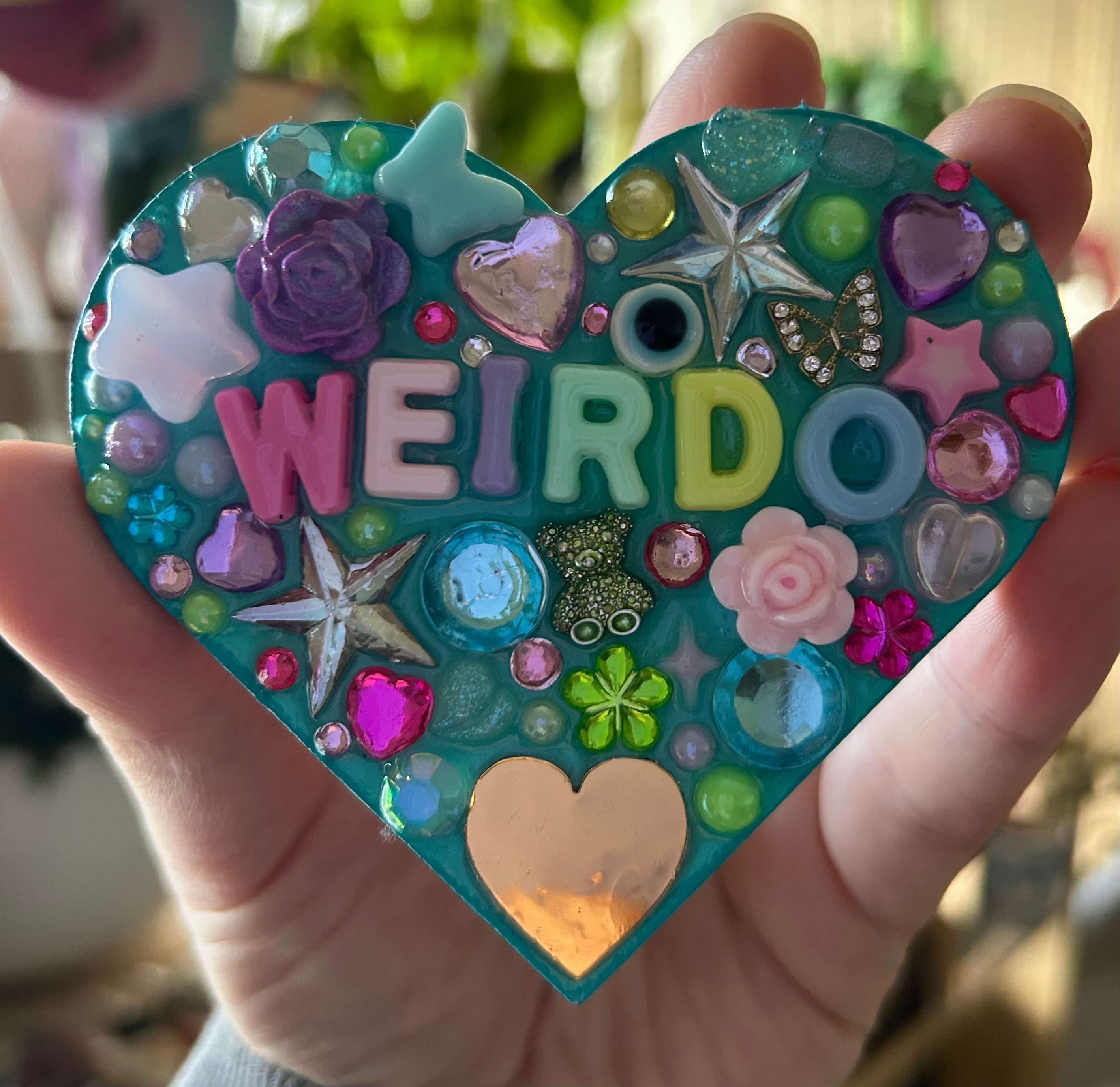 “Weirdo” - Bedazzled Heart Shaped Magnet