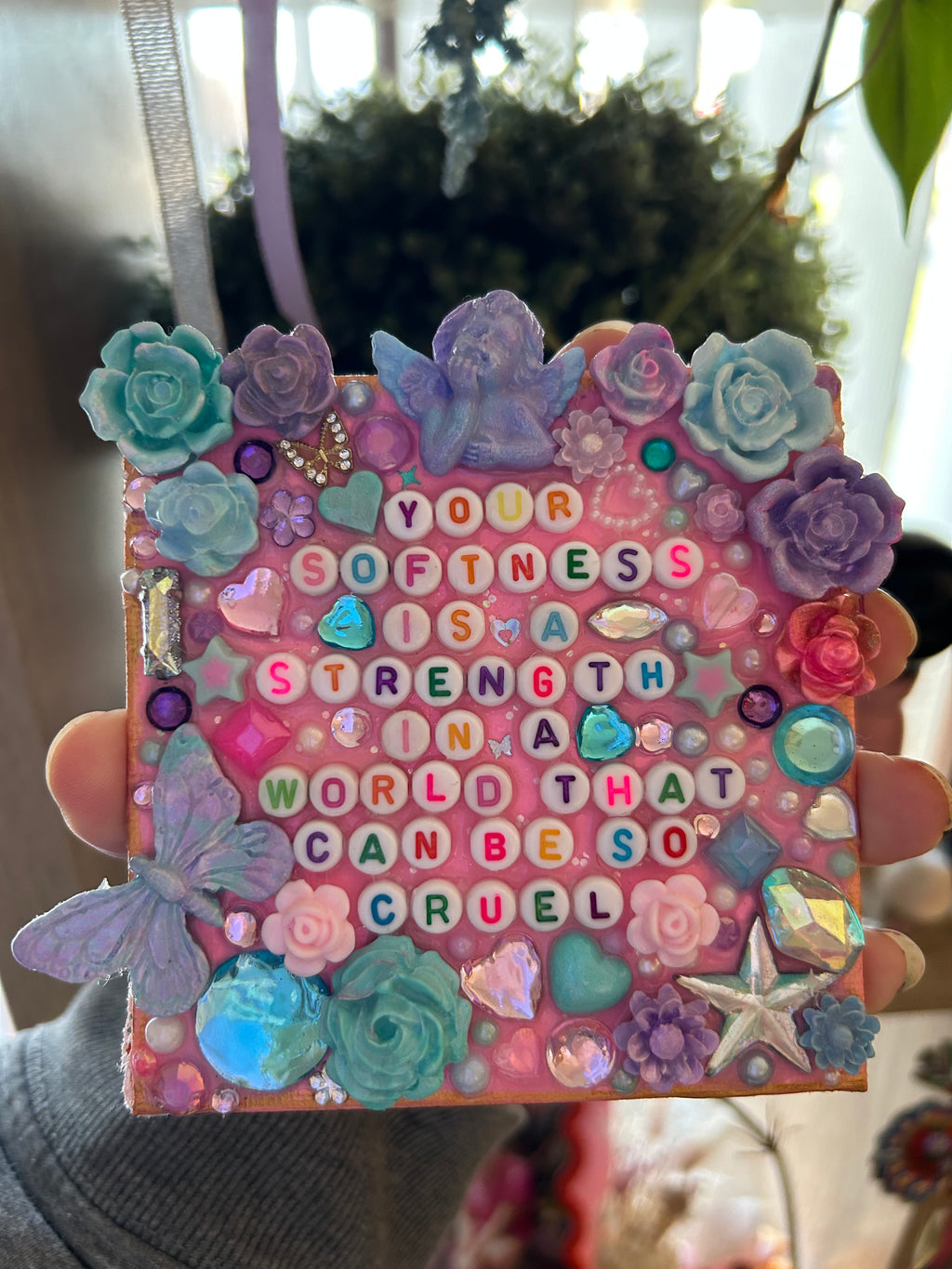 ‘Your Softness Is A Strength In A World That Can Be So Cruel’ - Bedazzled Mini Statement Canvas