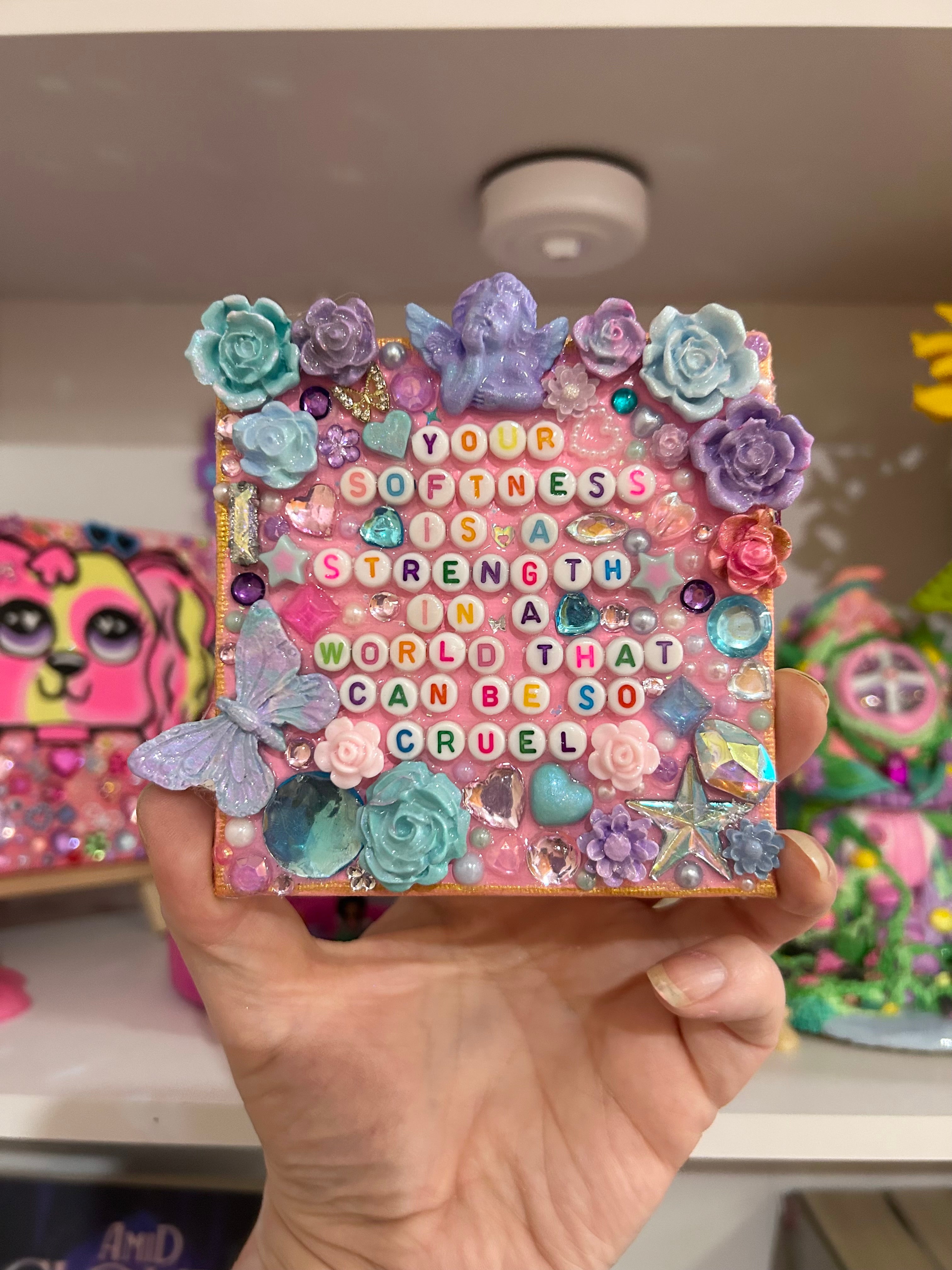 ‘Your Softness Is A Strength In A World That Can Be So Cruel’ - Bedazzled Mini Statement Canvas