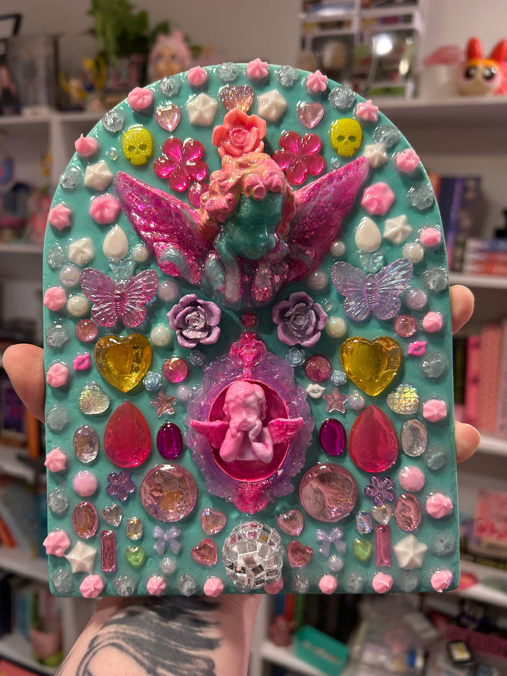 ‘Angelica and Cherry’ - Original Angel Core Y2K inspired Statement Bedazzled Art Piece