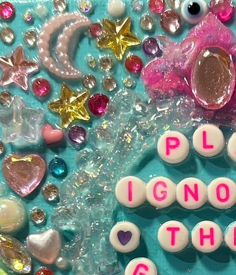 ‘Plz Ignore The Ghosts’ - Bedazzled Mini Statement Canvas