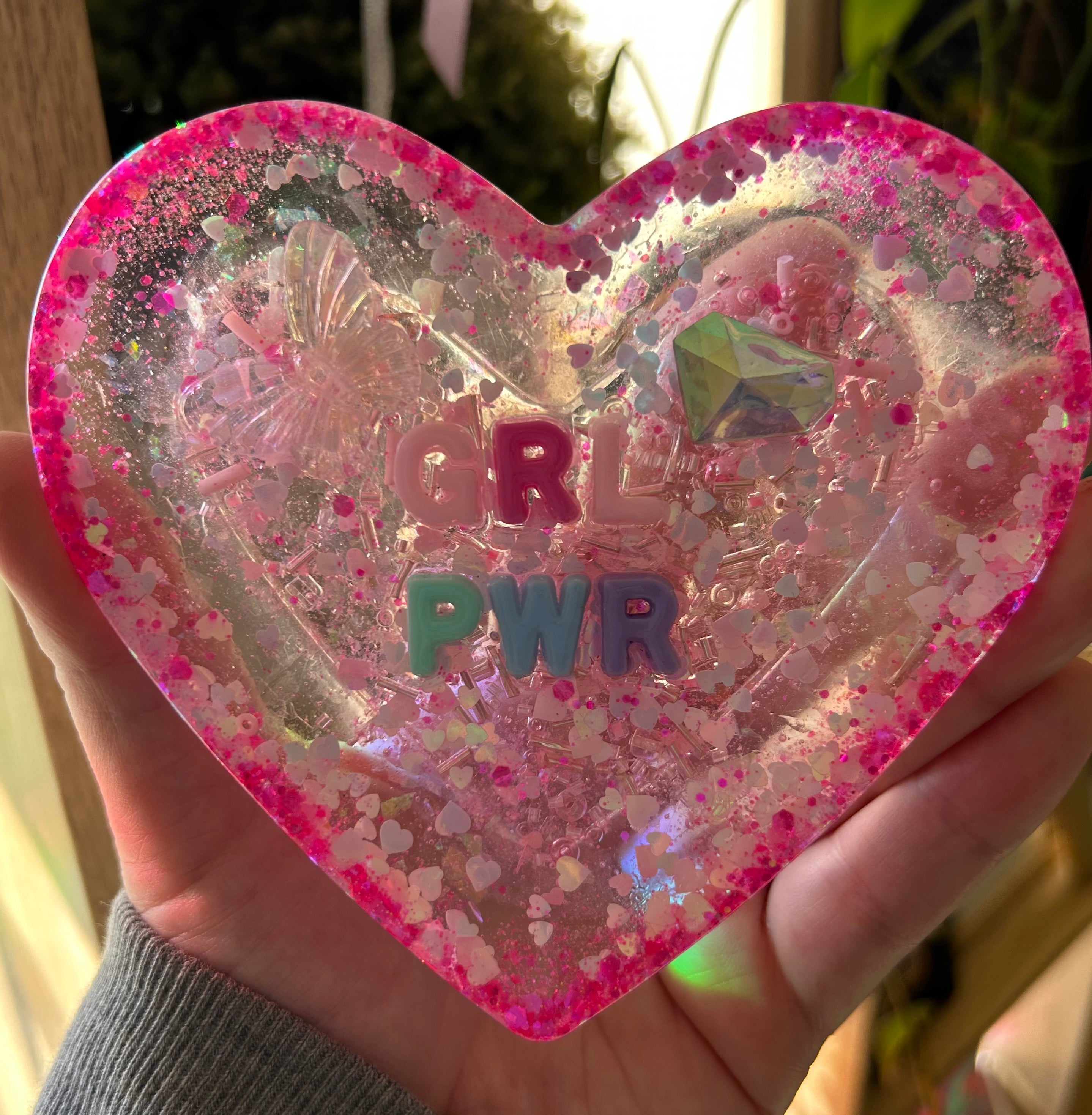 ‘GRL PWR’ - Heart Shaped Bedazzled Trinket Dish