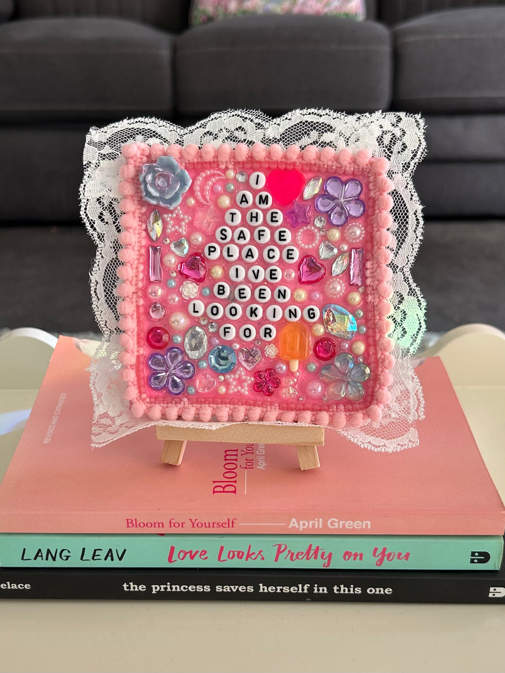 ‘ I Am The Safe Place Ive Been Looking For ’ - Bedazzled Mini Statement Canvas