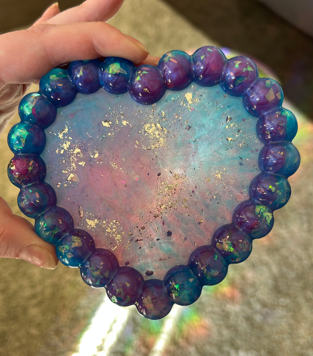 ‘Bubble Blue’ Heart Shaped Trinket Dish