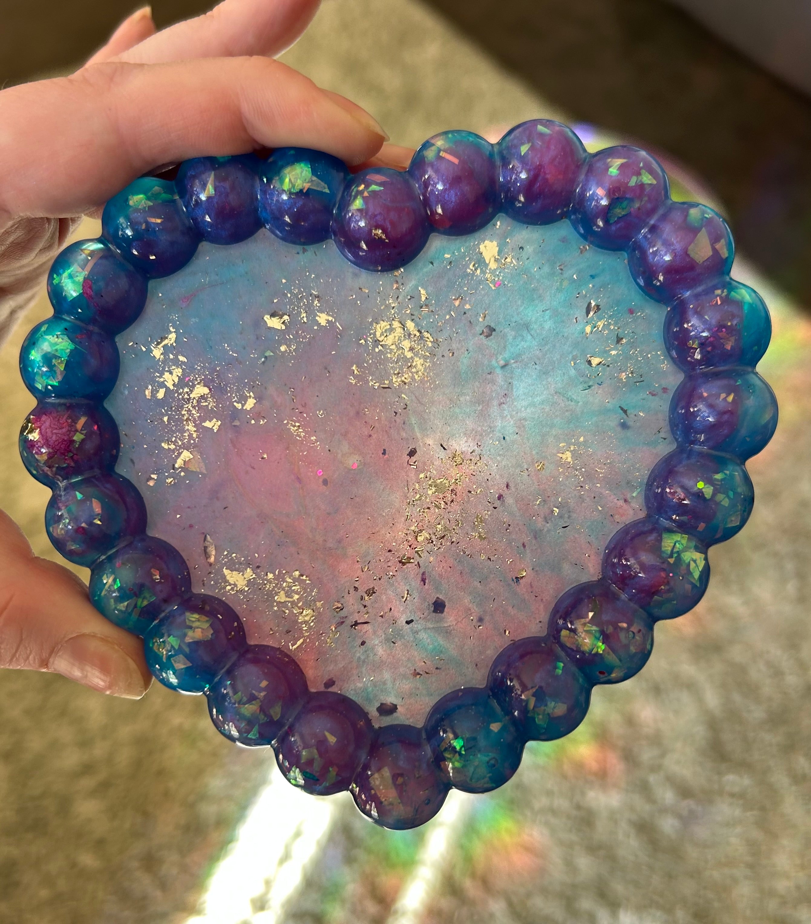 ‘Bubble Blue’ Heart Shaped Trinket Dish