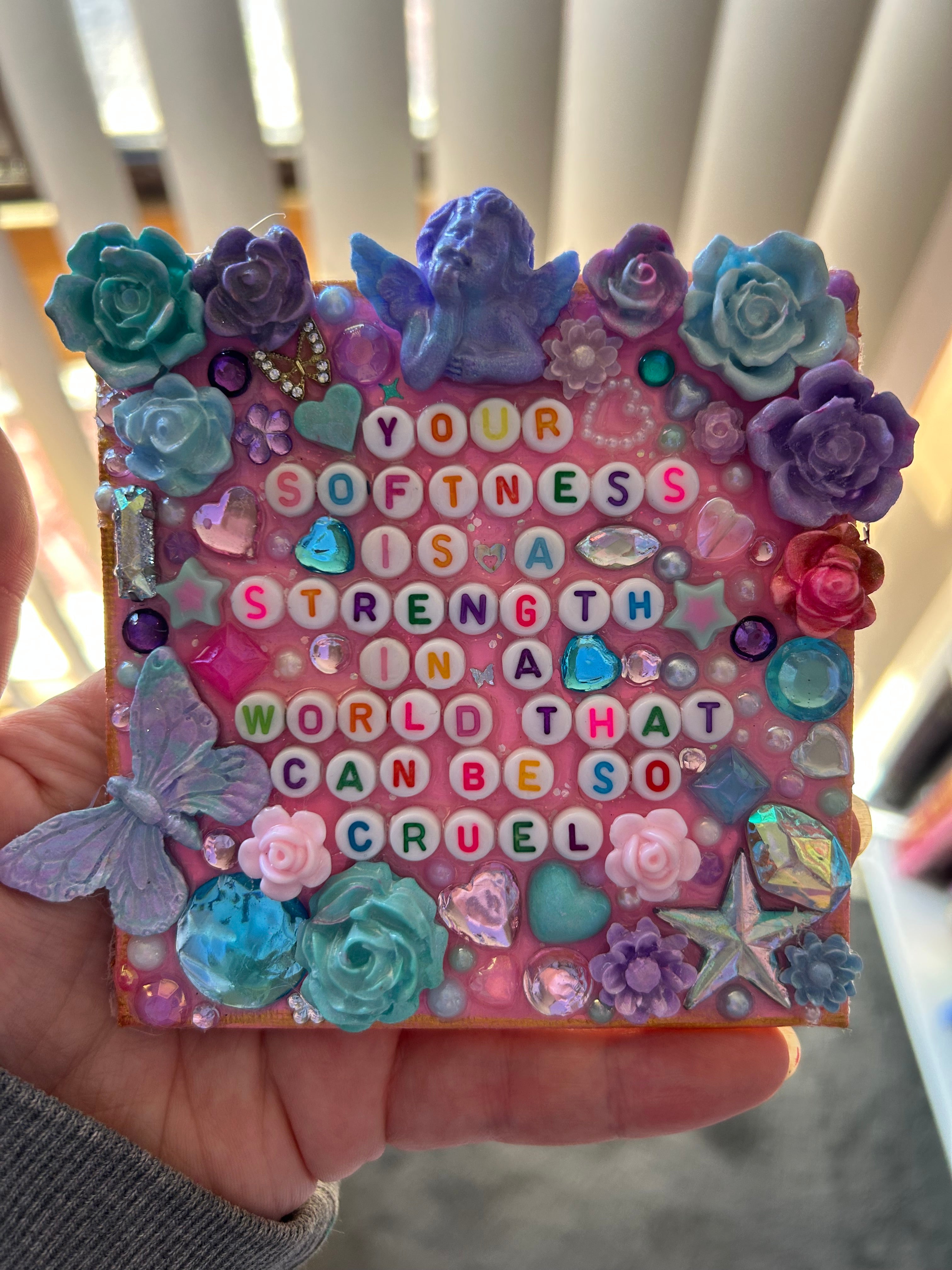 ‘Your Softness Is A Strength In A World That Can Be So Cruel’ - Bedazzled Mini Statement Canvas