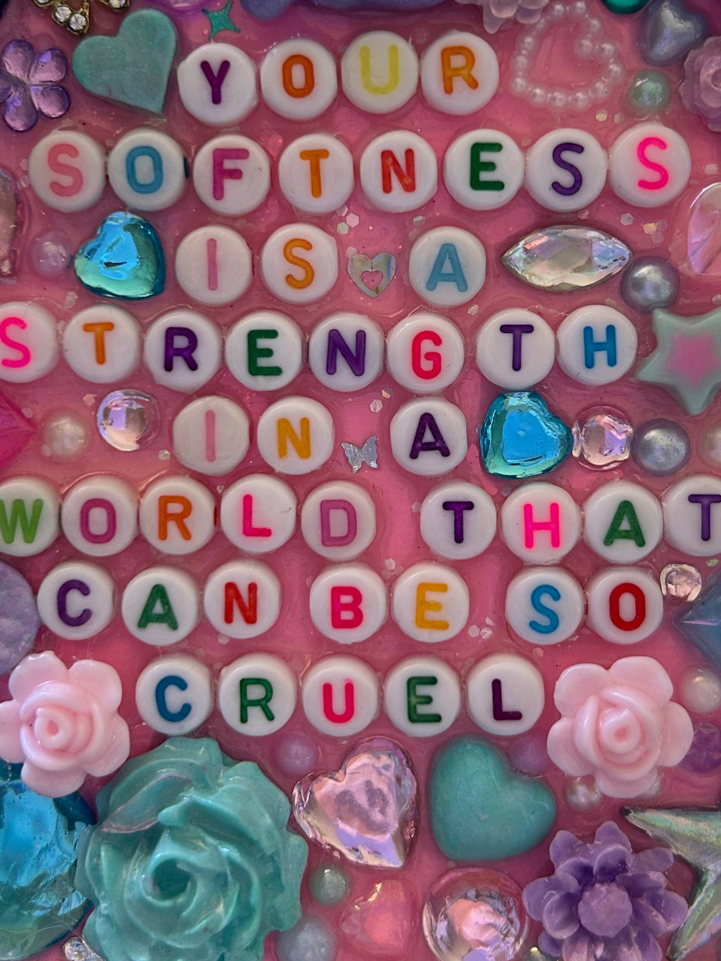 ‘Your Softness Is A Strength In A World That Can Be So Cruel’ - Bedazzled Mini Statement Canvas