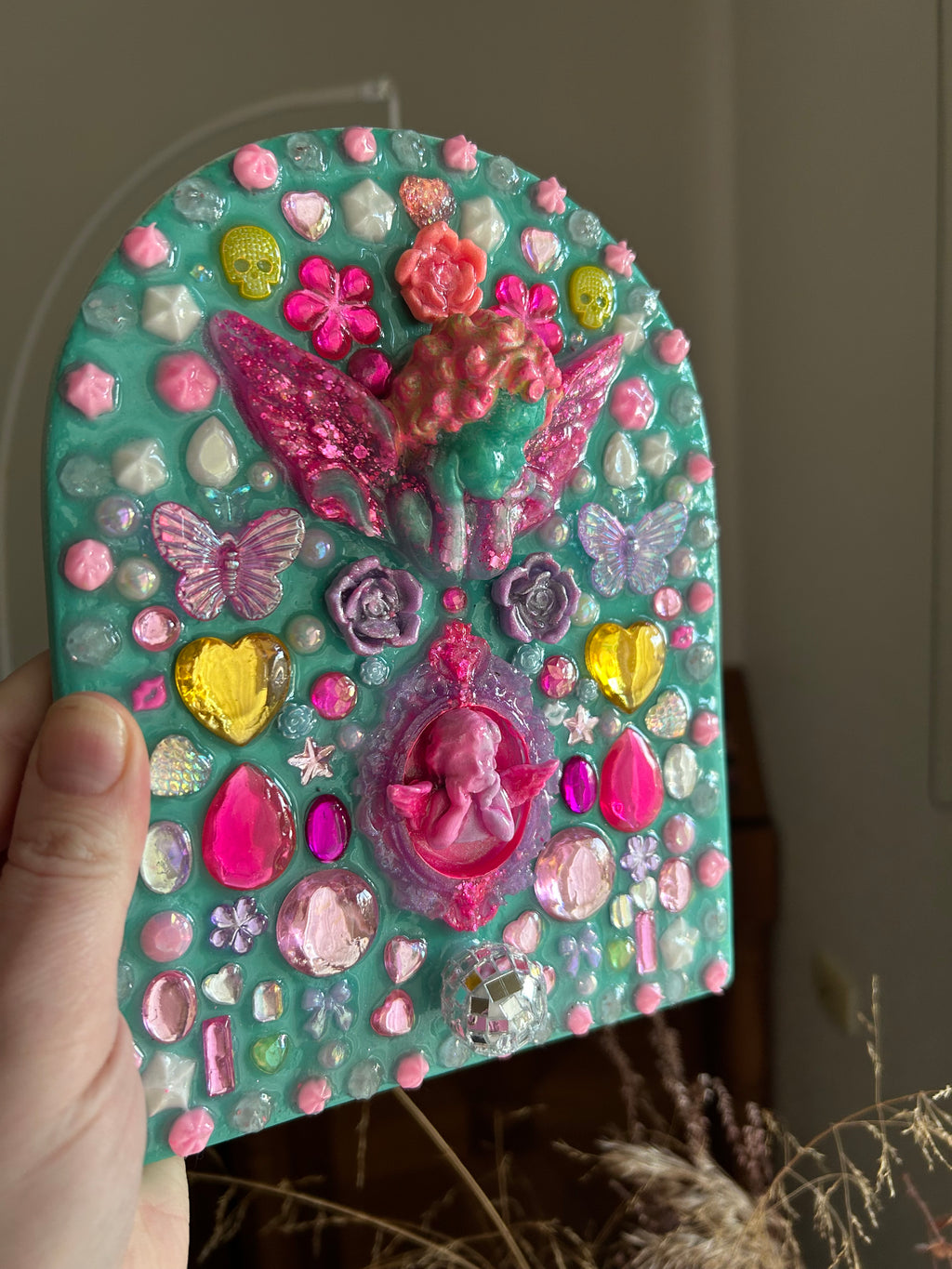 ‘Angelica and Cherry’ - Original Angel Core Y2K inspired Statement Bedazzled Art Piece