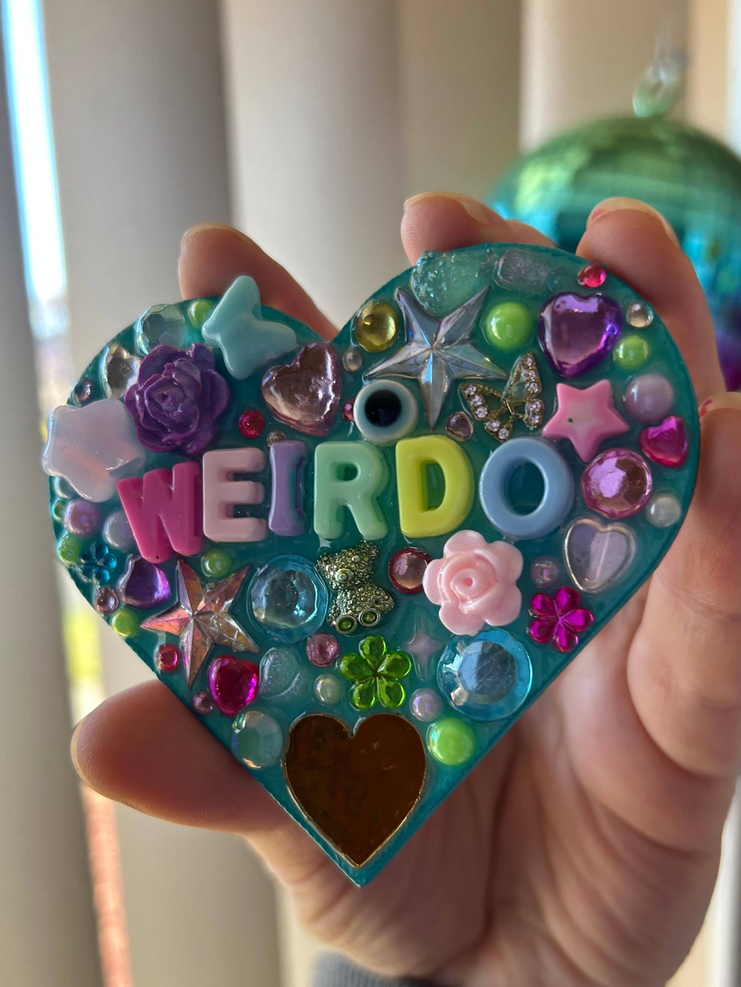 “Weirdo” - Bedazzled Heart Shaped Magnet