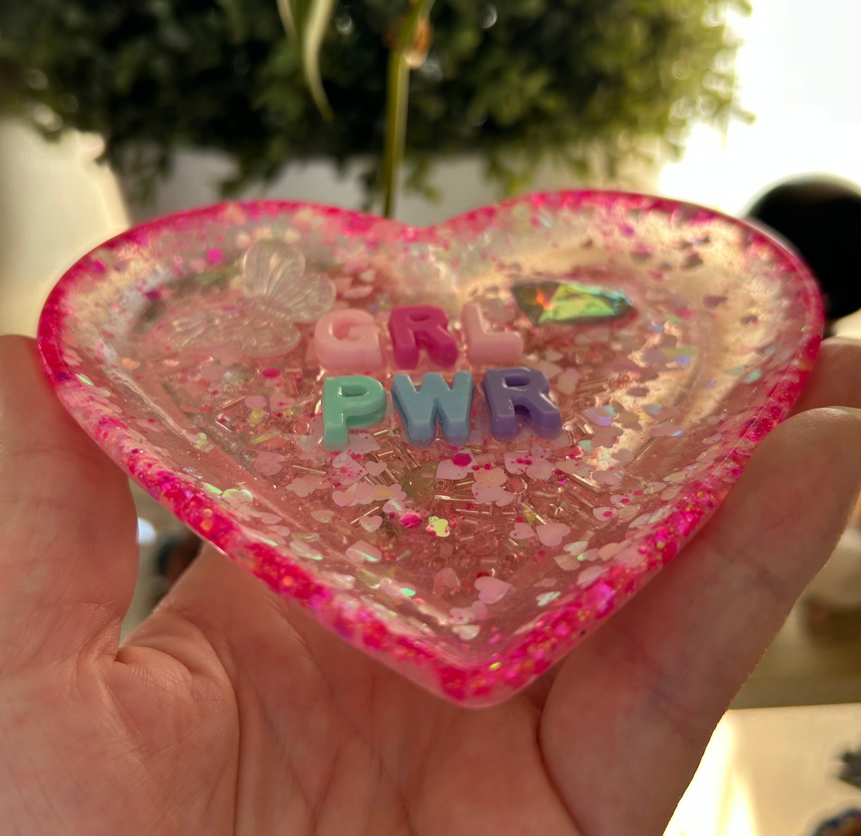 ‘GRL PWR’ - Heart Shaped Bedazzled Trinket Dish