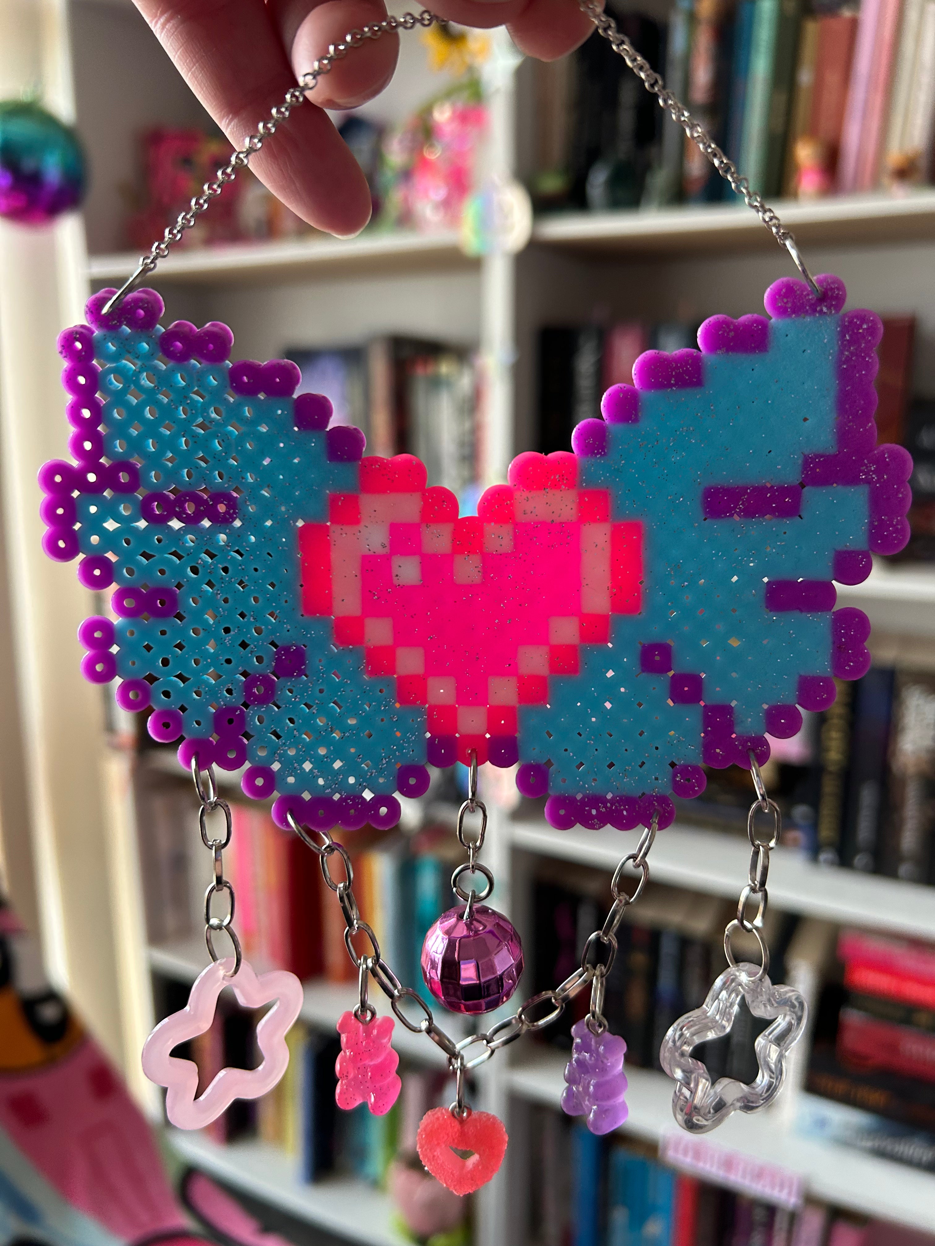Pixel Y2K Vibes Heart with Wings Wall hanging